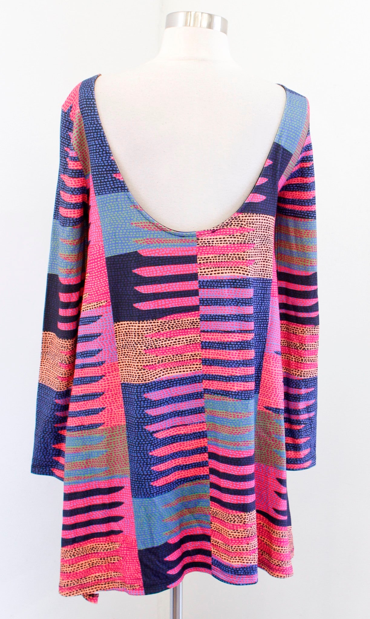 Mara Hoffman Colorful Geometric Print Long Sleeve Mini Swing Dress Size XS Shift