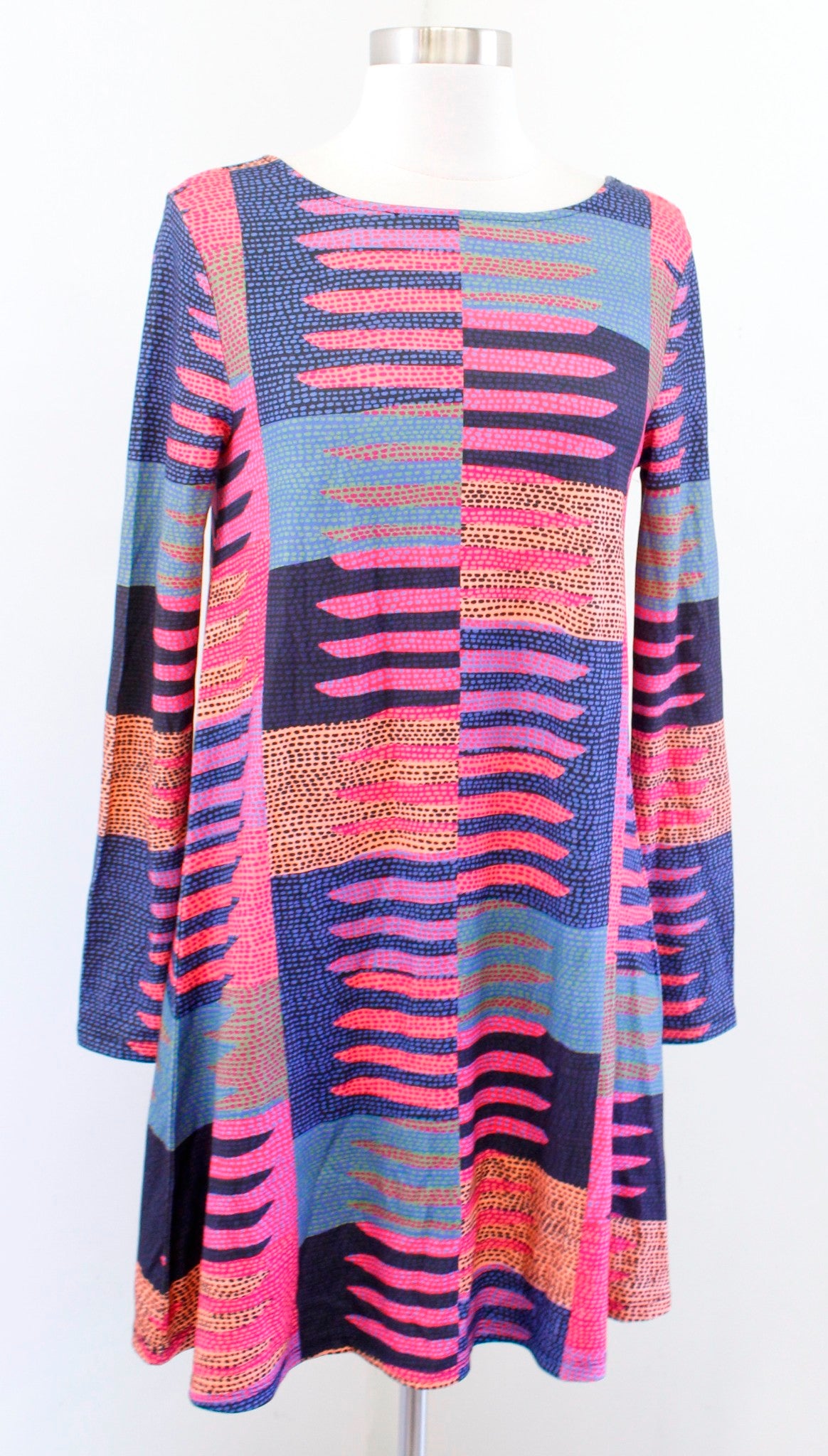 Mara Hoffman Colorful Geometric Print Long Sleeve Mini Swing Dress Size XS Shift