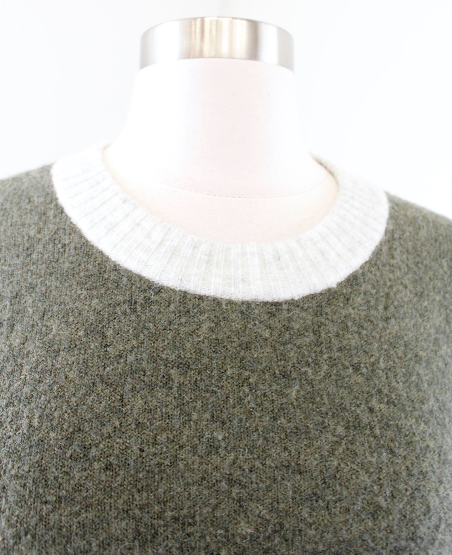 Madewell Payton Green Gray Color Block Merino Wool Alpaca Soft Sweater Size XS