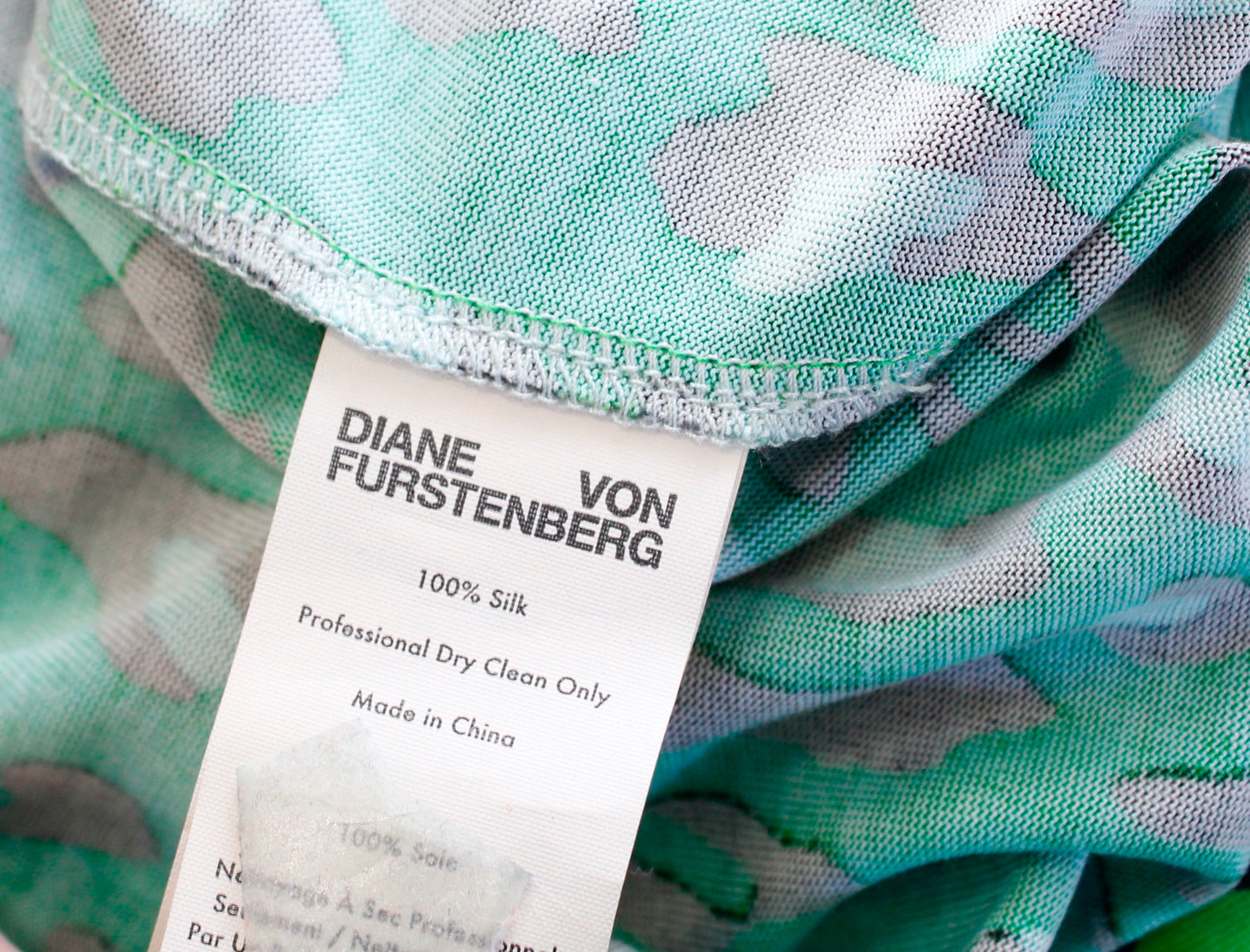 Diane Von Furstenberg Green Blue Leopard Print Ruffle Silk Wrap Dress Size 2