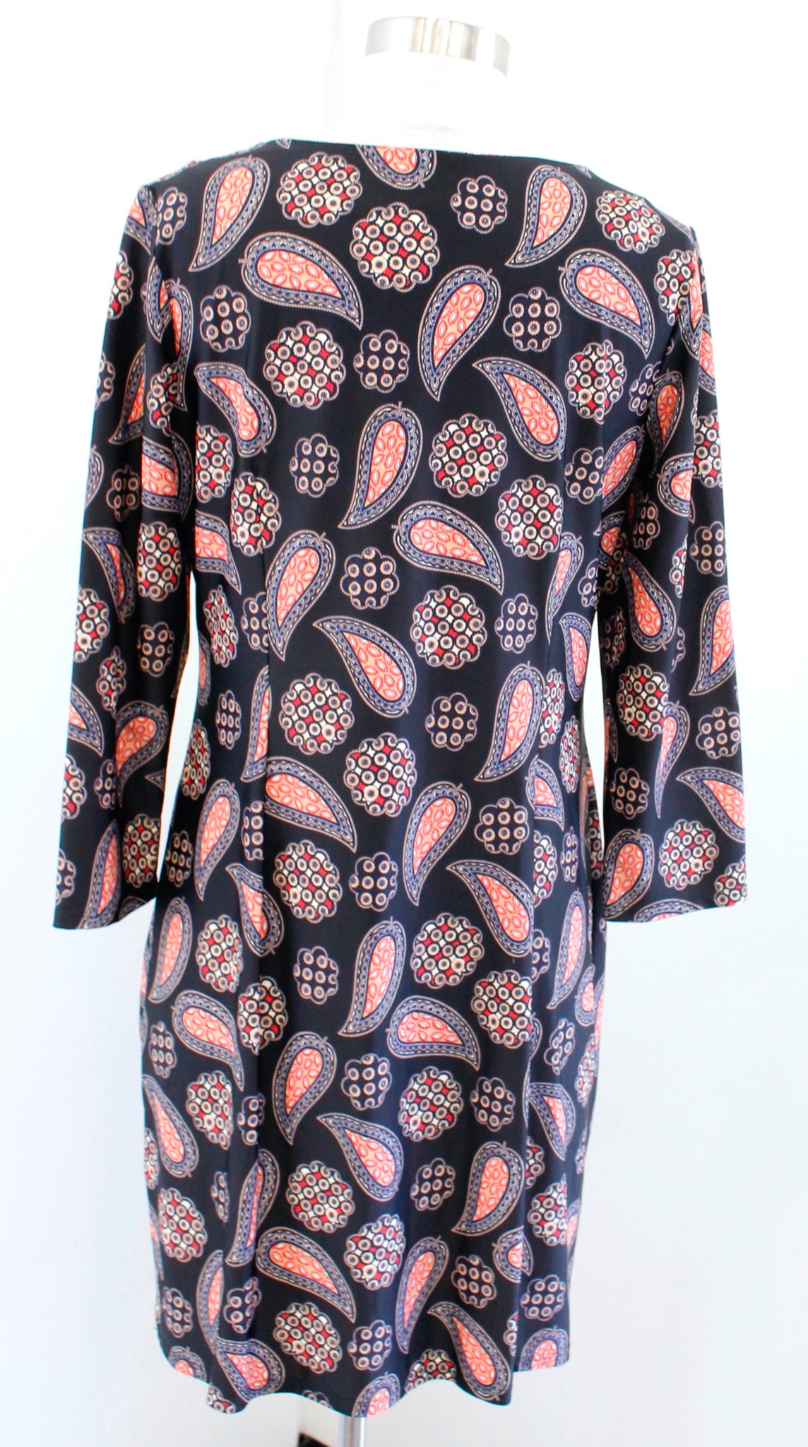 Jude Connally Womens Black Paisley Geometric Print Pocket Shift Dress Size M Red