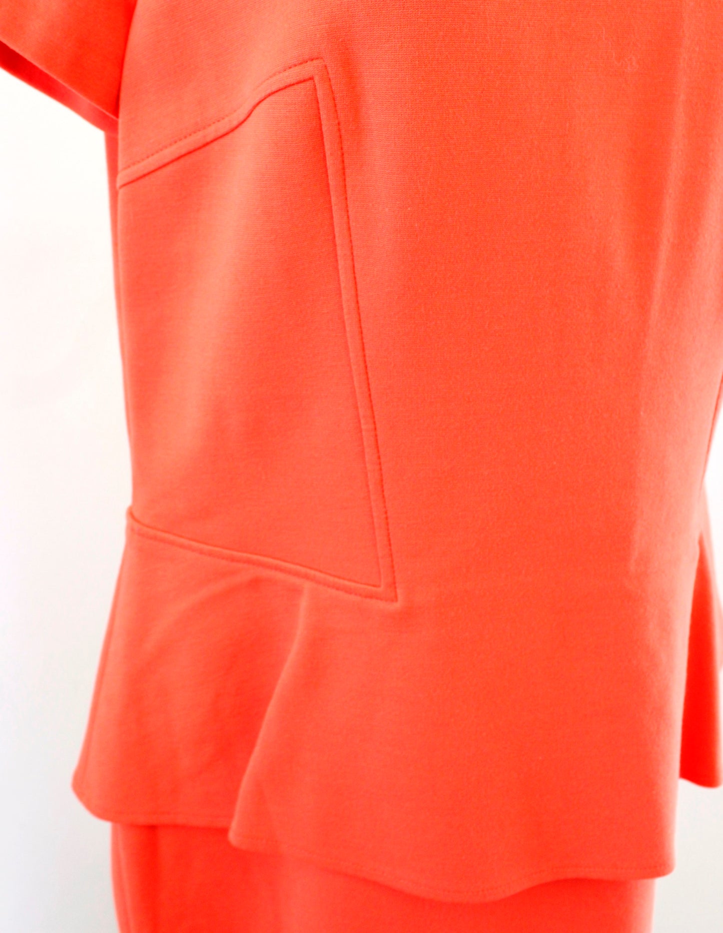 Lafayette 148 New York Solid Orange Peplum Knit Sheath Dress Size 12 Career