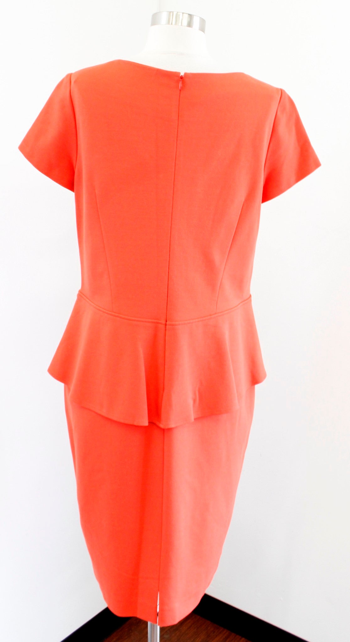 Lafayette 148 New York Solid Orange Peplum Knit Sheath Dress Size 12 Career