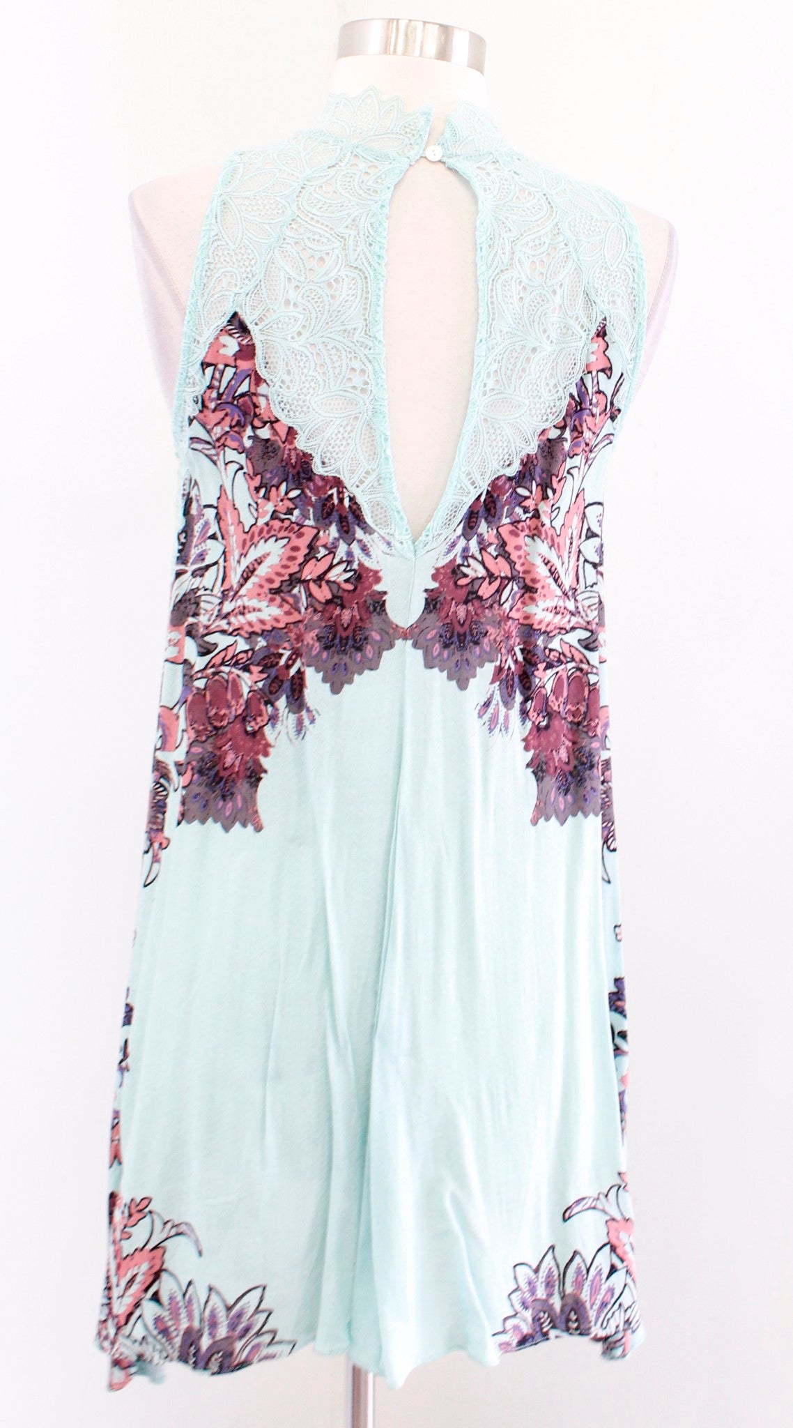 NWT Intimately Free People Marsha Mint Floral Lace Mini Slip Dress Size XS
