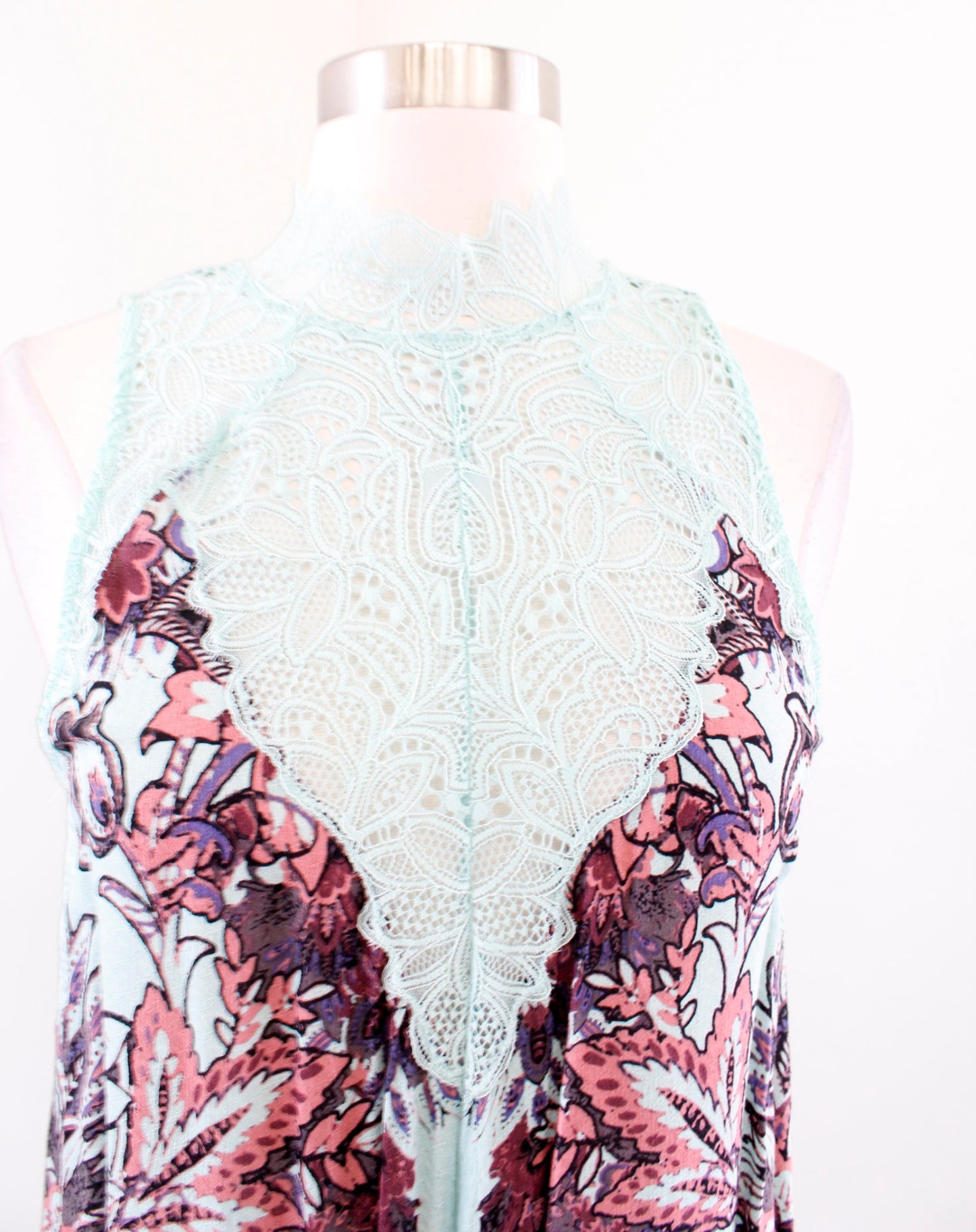 NWT Intimately Free People Marsha Mint Floral Lace Mini Slip Dress Size XS