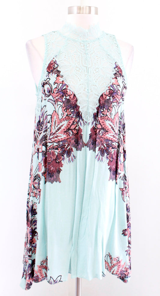 NWT Intimately Free People Marsha Mint Floral Lace Mini Slip Dress Size XS