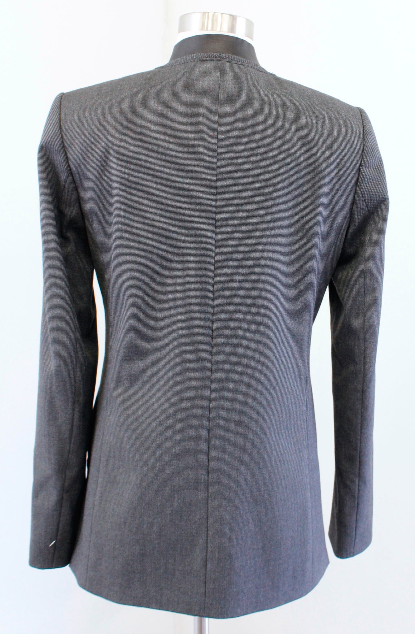 Elie Tahari Charcoal Gray Speckle Lamb Leather Single Button Blazer Jacket Sz 4