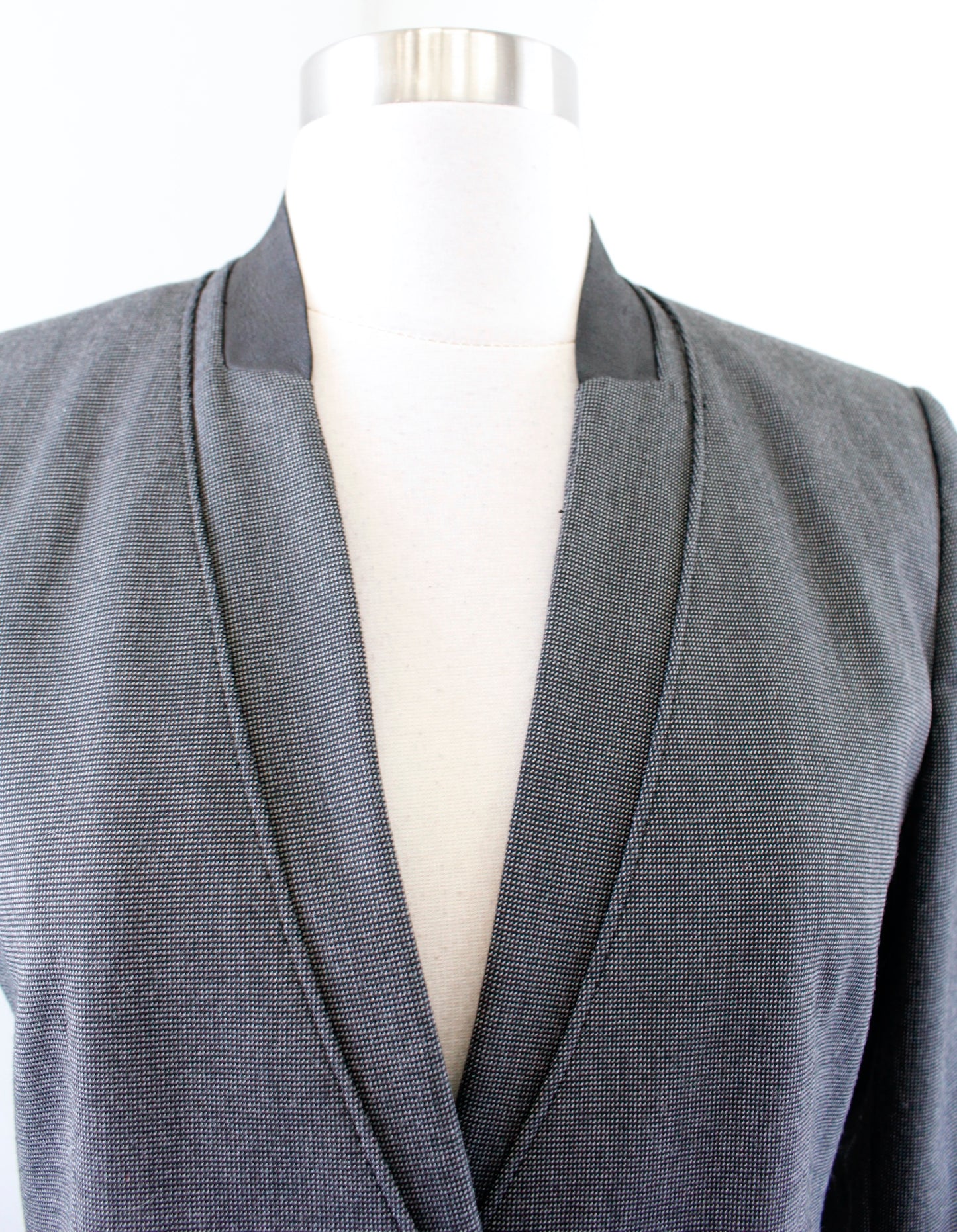 Elie Tahari Charcoal Gray Speckle Lamb Leather Single Button Blazer Jacket Sz 4