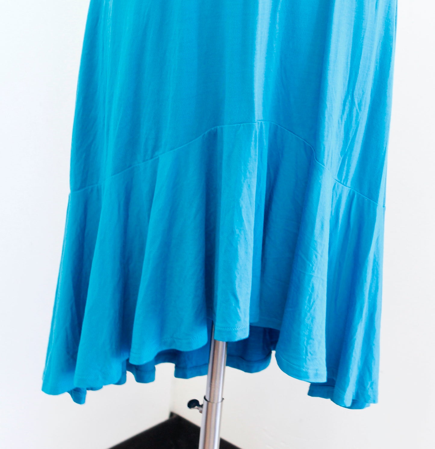 NWT Boden Elisa Teal Blue Jersey Hi Lo Flounce Midi Dress Size US 2P V Neck