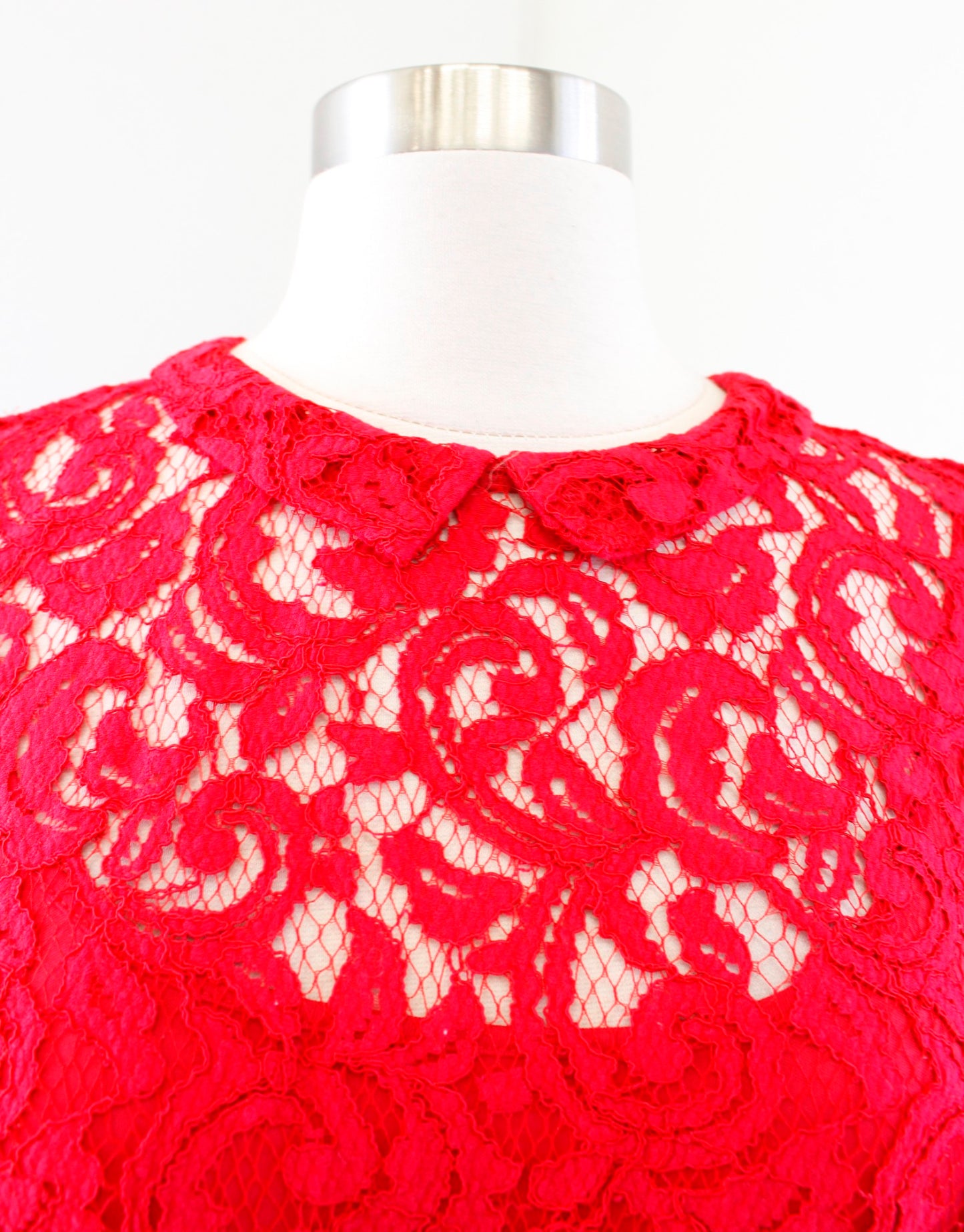 NWT Eva Mendes NY & Co Red Collared Lace A Line Dress Size 8 Holiday Cocktail