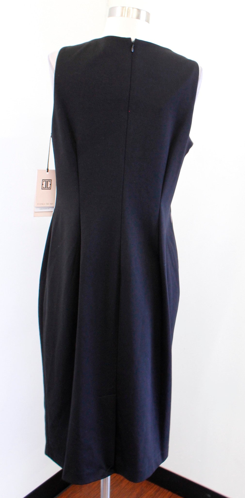 NWT Ivanka Trump Black Brown Faux Suede Insert Knit Sheath Dress Size 12 Career