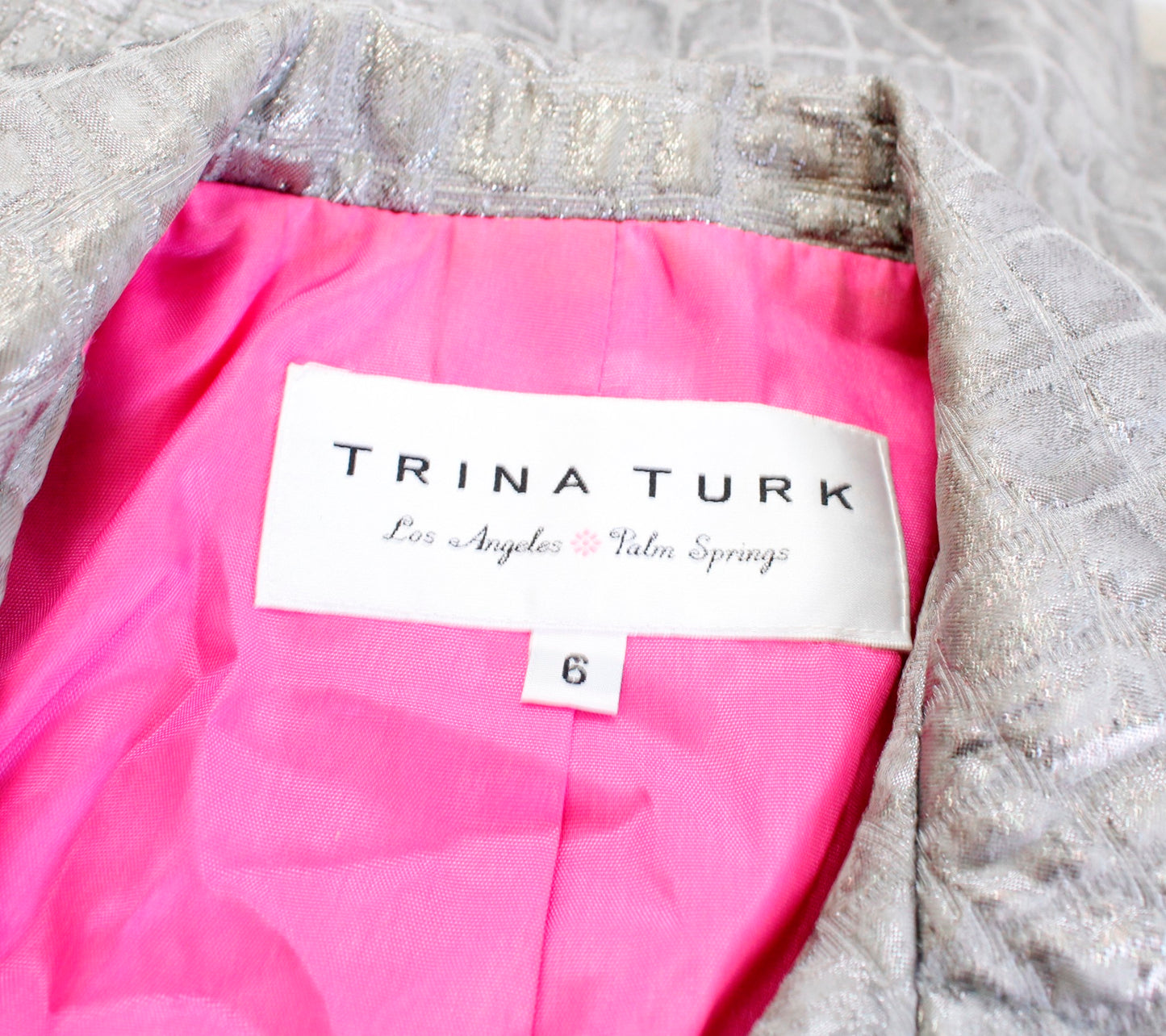 Trina Turk Gray Crocodile Animal Textured Metallic Cropped Jacket Size 6 Wool