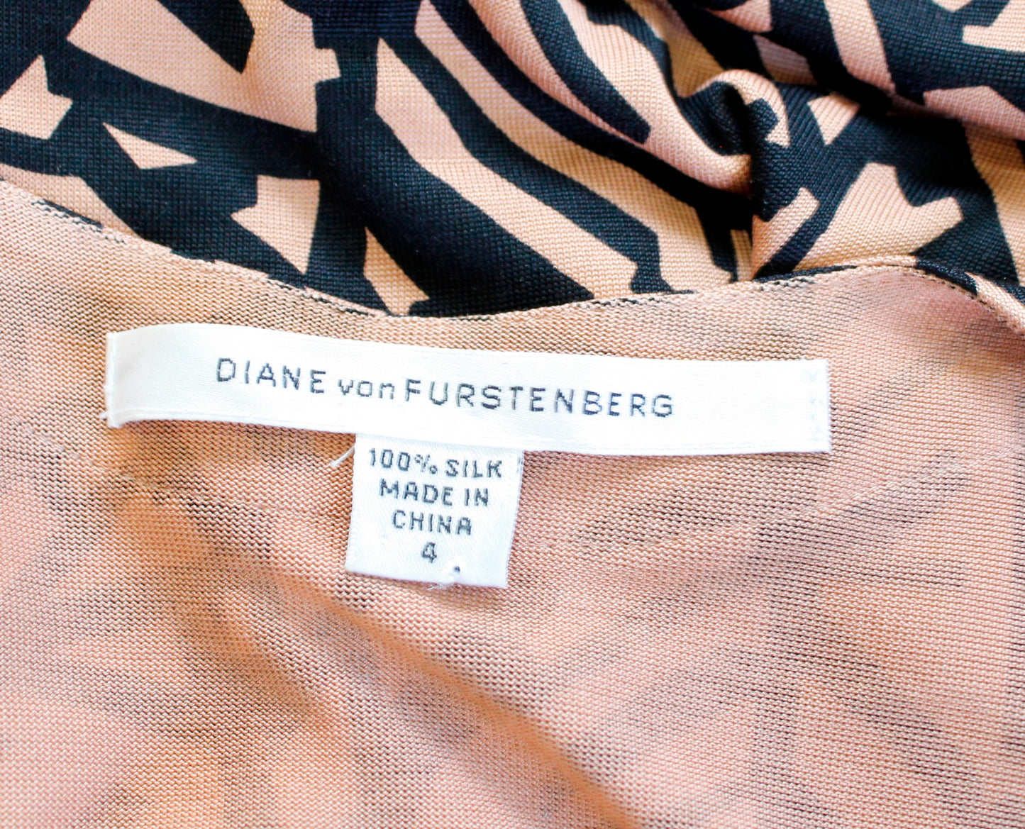 Diane Von Furstenberg Tiger Lily Brown Black Printed Silk Wrap Dress Size 4