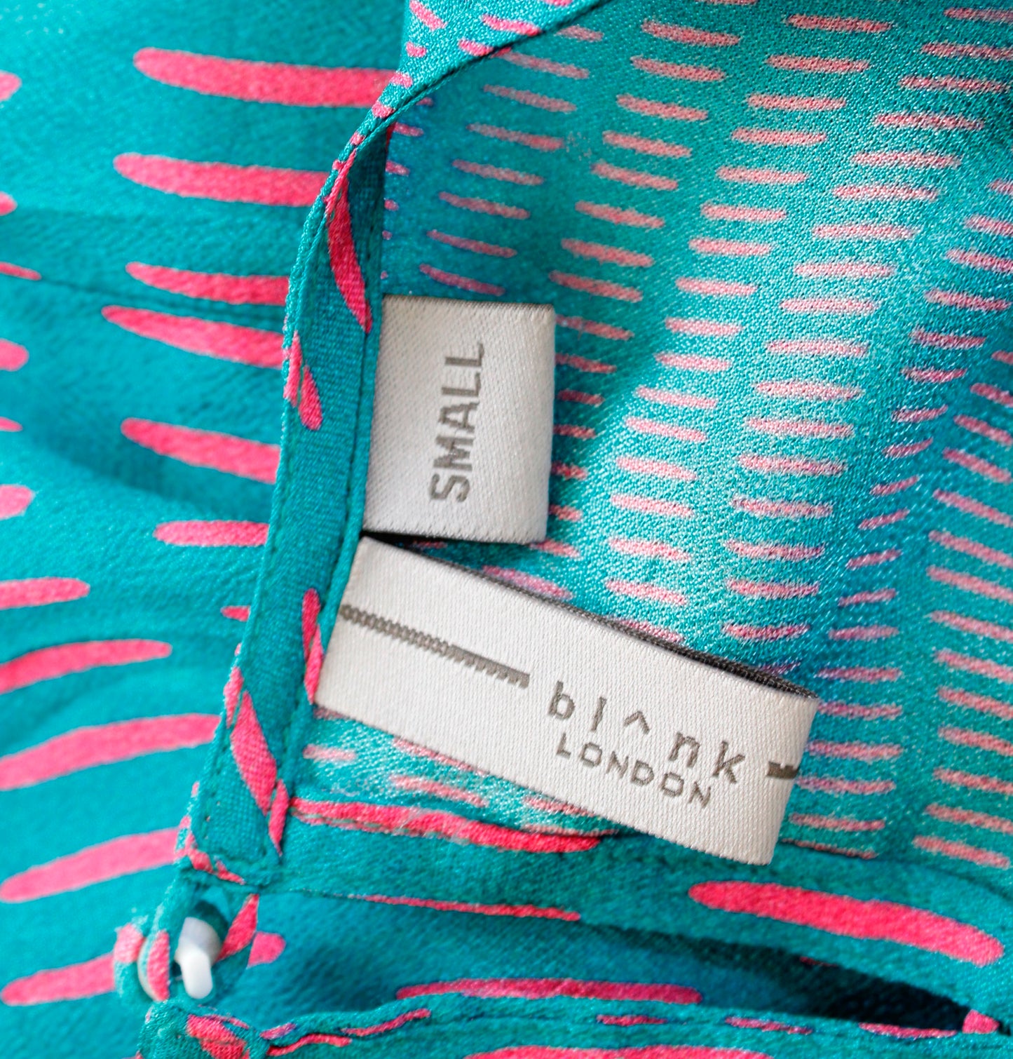 Blank London Anthropologie Miranda Teal Blue Floral Peasant Top Blouse Size S Long Sleeve