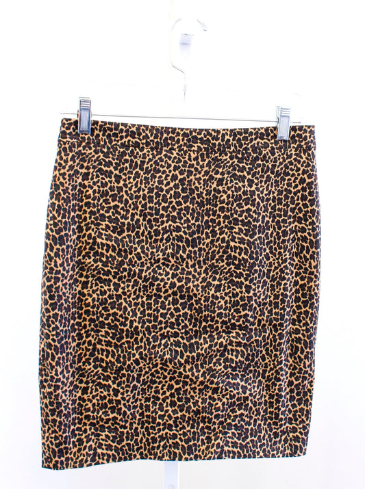 NWT J Crew Factory Leopard Print Straight Pencil Skirt Size 2P Tan Black Brown