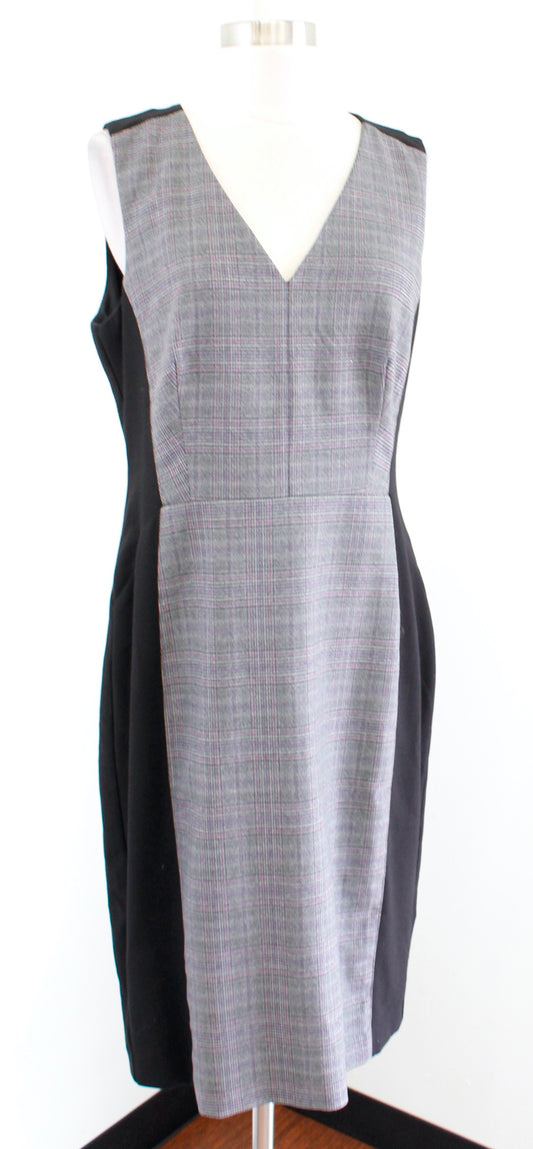 White House Black Market Color Block Plaid Body Perfecting Sheath Dress Size 12