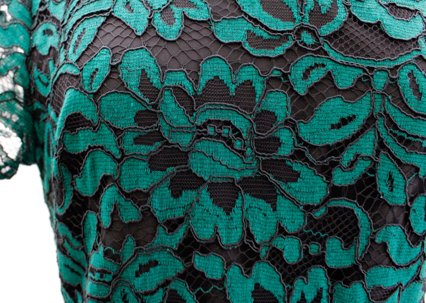 Tahari Womens Green Black Lace Illusion Short Sleeve Dress Size 8 Cocktail