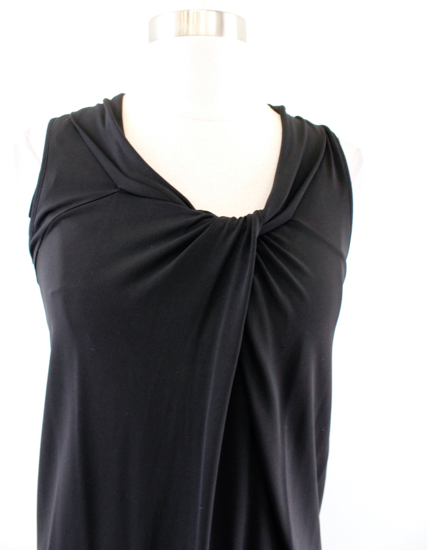 VINCE Solid Black Sleeveless Twist Draped Crepe Dress Size XS Shift Casual