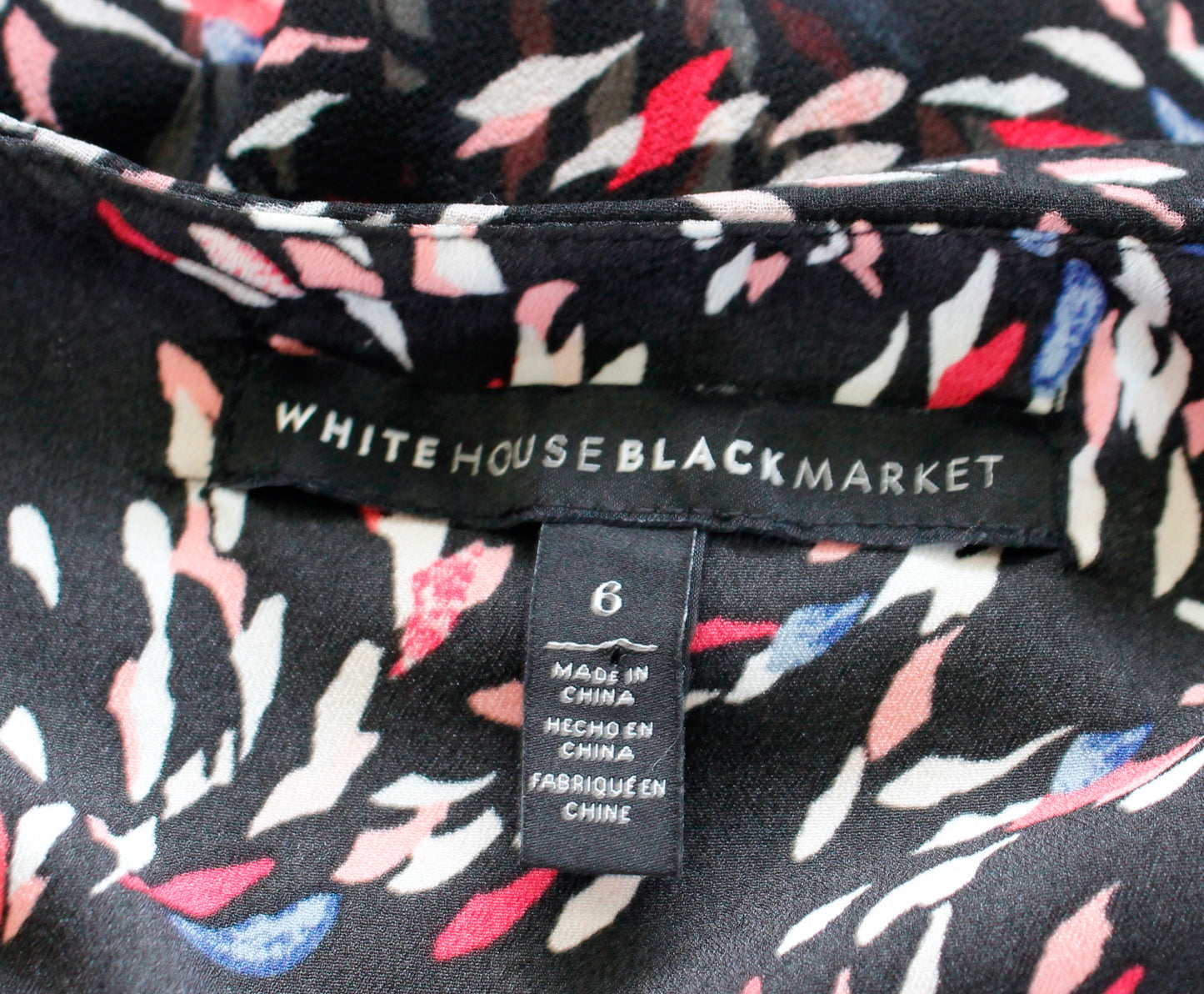 White House Black Market Scattered Print Boho Dress Size 6 Bell Sleeve Layered