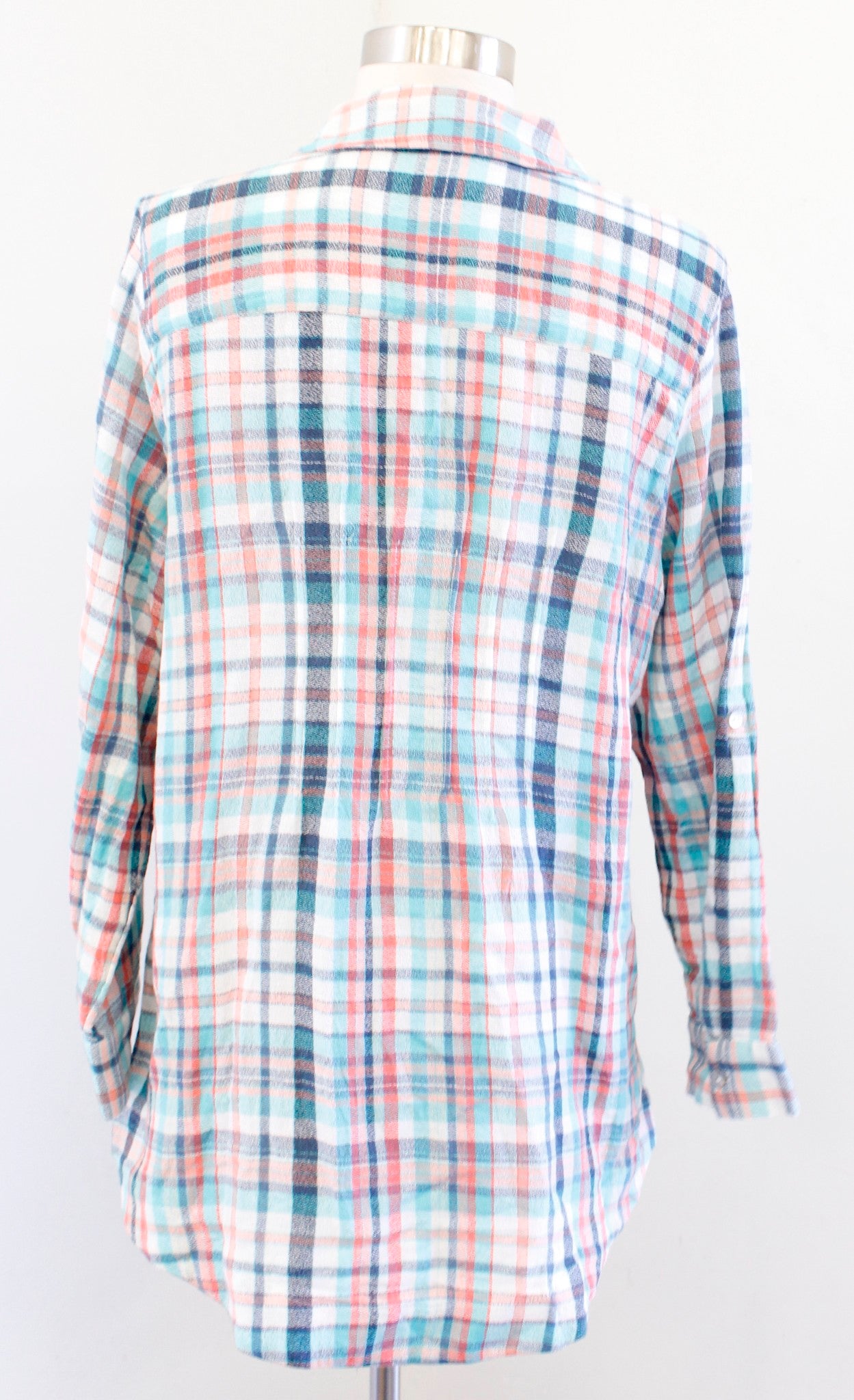 NWT Soft Surroundings Emerson Multi Color Plaid Button Front Tunic Shirt PM MP