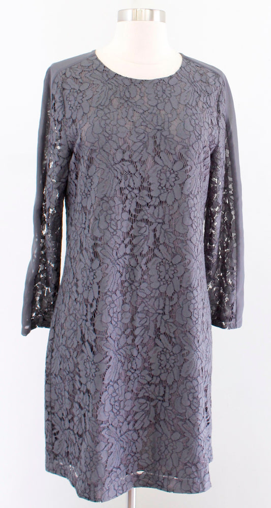 NWT $148 Madewell Womens Gray Floral Lace Shift Dress Size 2 Casual Cocktail