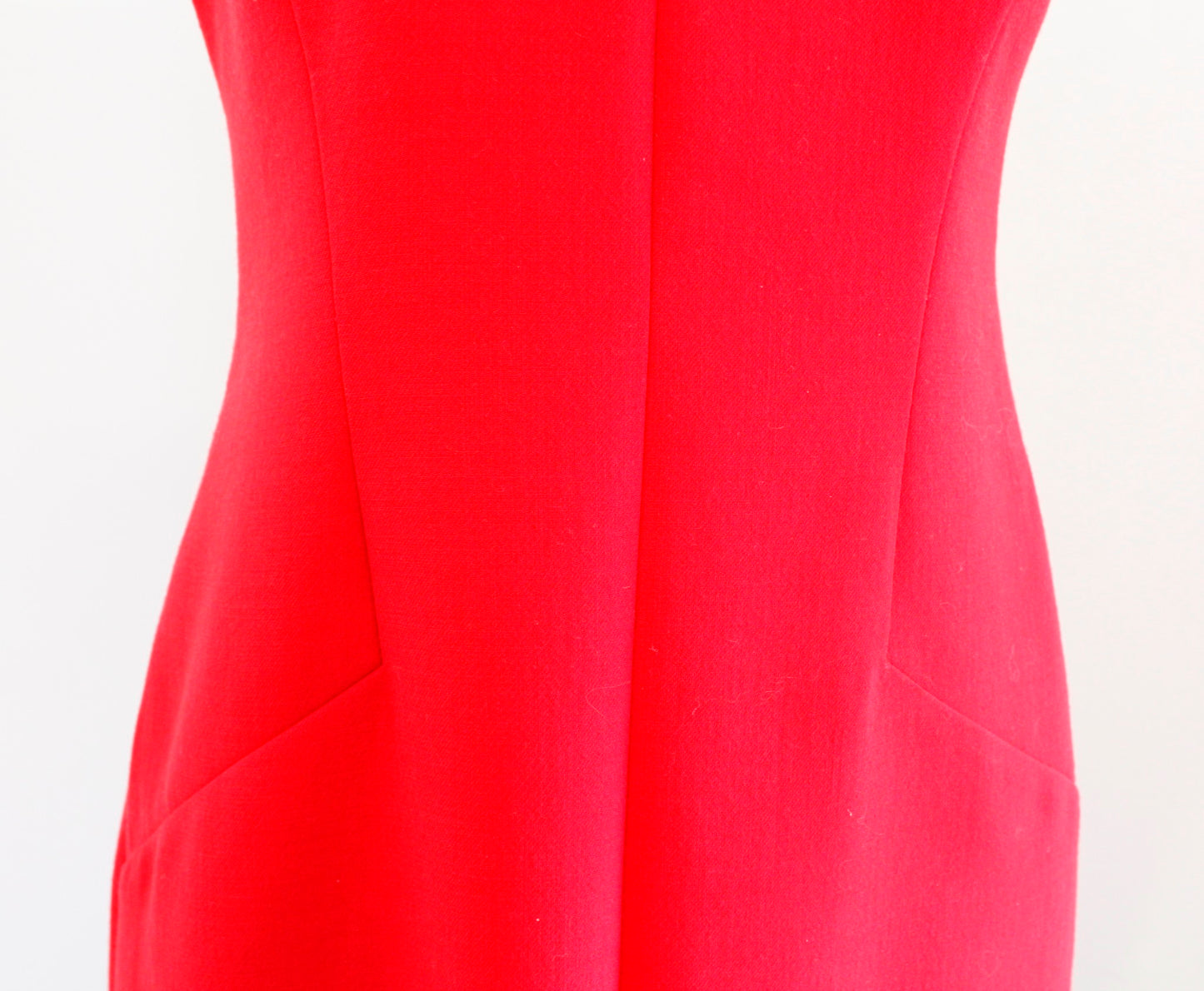 Lafayette 148 New York Red Wool Split Neck Paneled Sheath Dress Size 4 Career