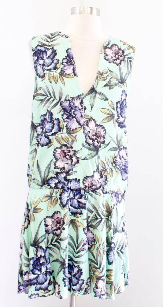 NWT $298 Alice + Olivia Brook Oasis Floral Mint Shift Dress Size 10 Green