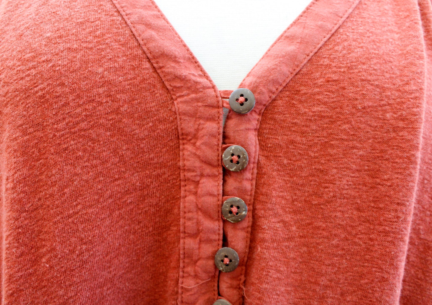 Free People Highland Burnt Orange Linen Blend V Neck Tunic Top Blouse Size S