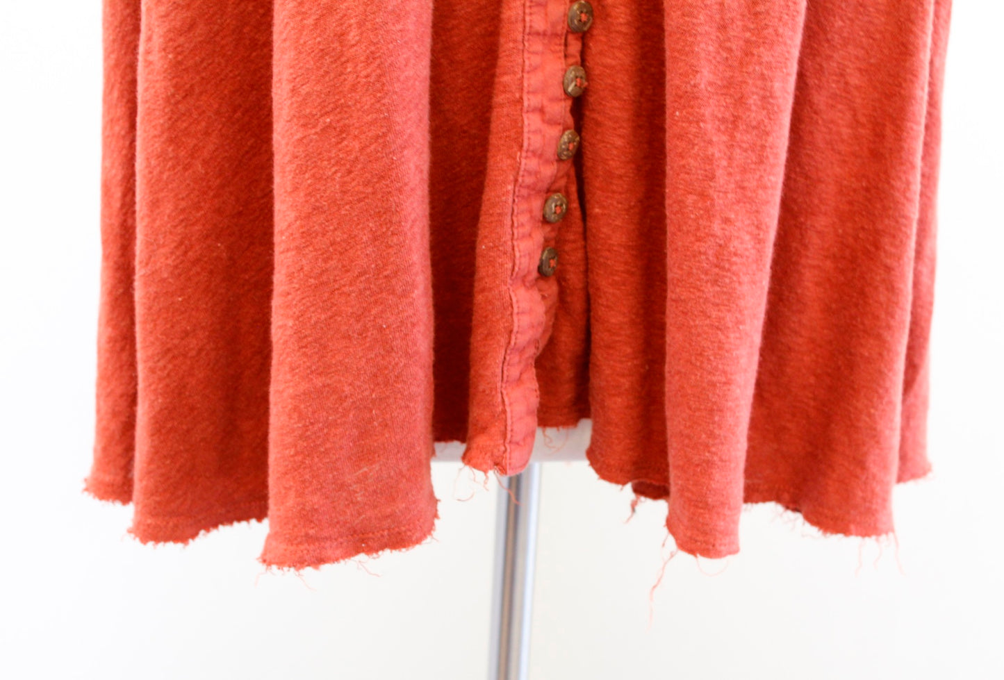 Free People Highland Burnt Orange Linen Blend V Neck Tunic Top Blouse Size S