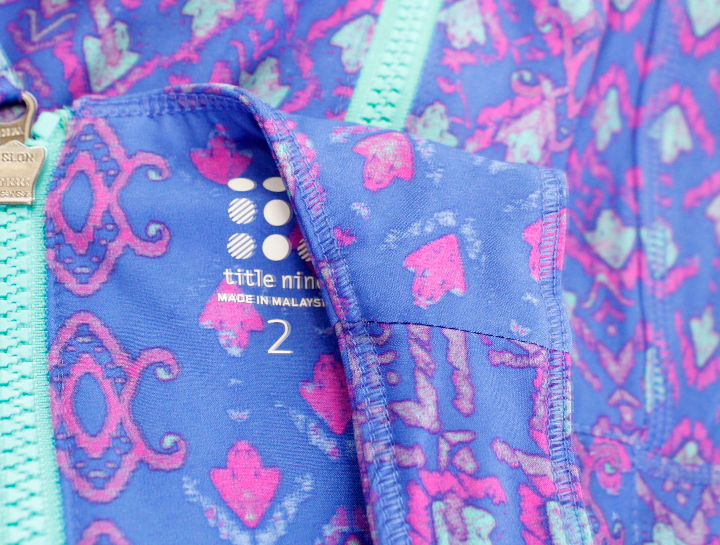 Title Nine Nimblene Blue/Purple Pink Geometric Print Racerback Dress Size 2