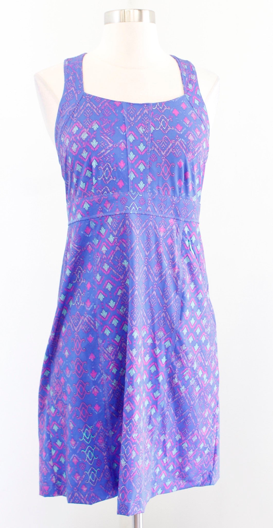 Title Nine Nimblene Blue/Purple Pink Geometric Print Racerback Dress Size 2