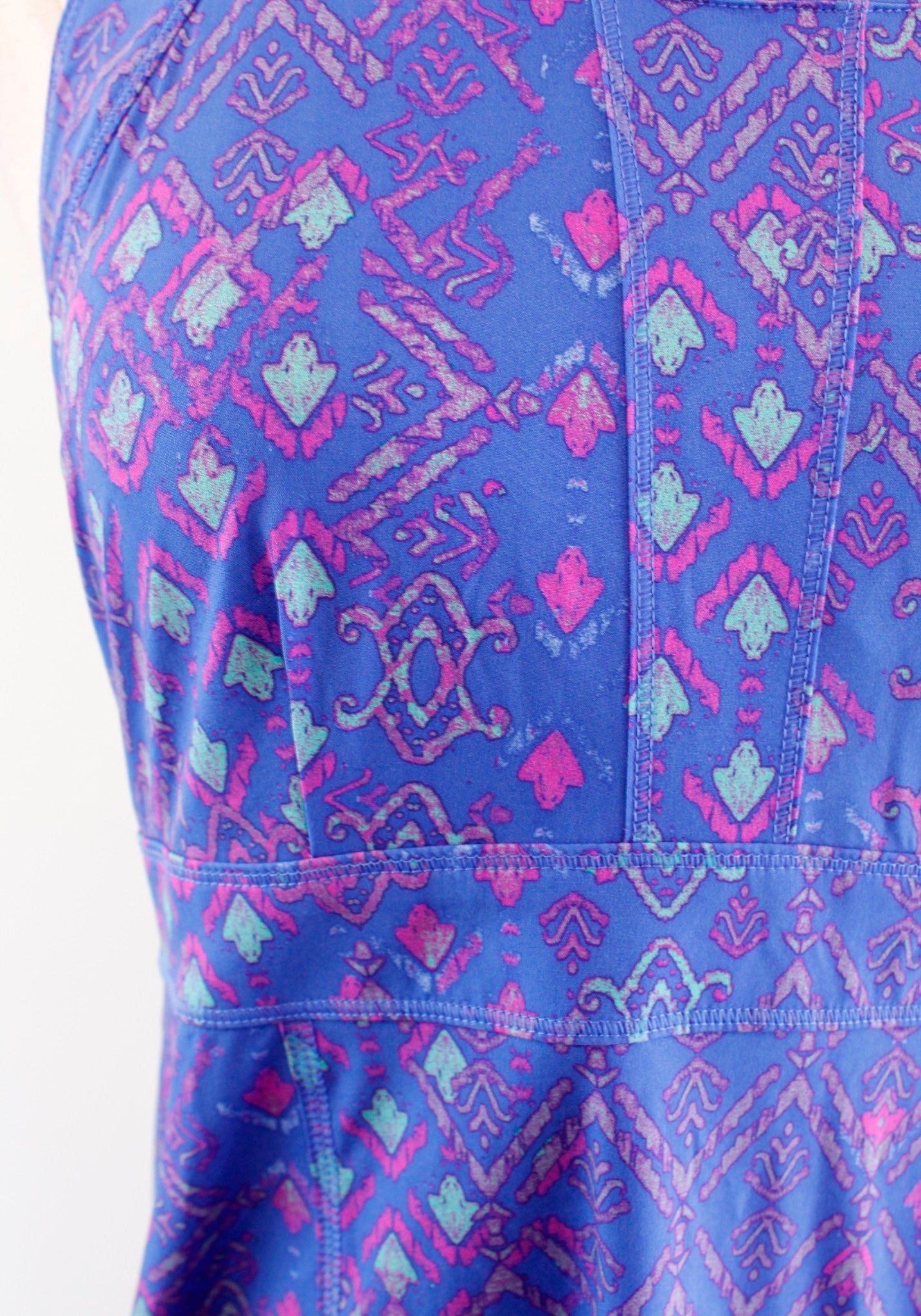 Title Nine Nimblene Blue/Purple Pink Geometric Print Racerback Dress Size 2