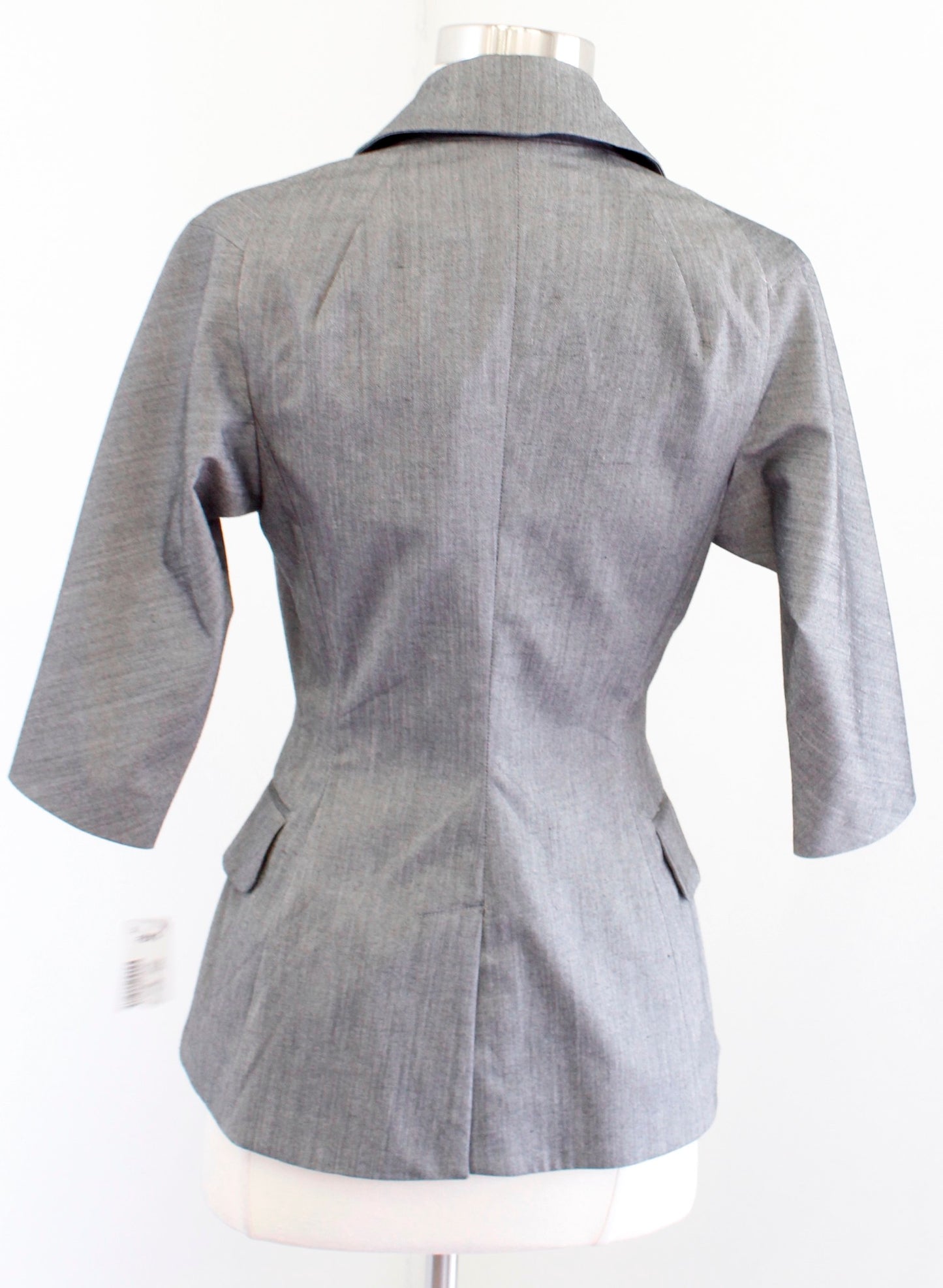 NWT Byron Lars Beauty Mark Gray Single Button 3/4 Sleeve Blazer Jacket Size 0