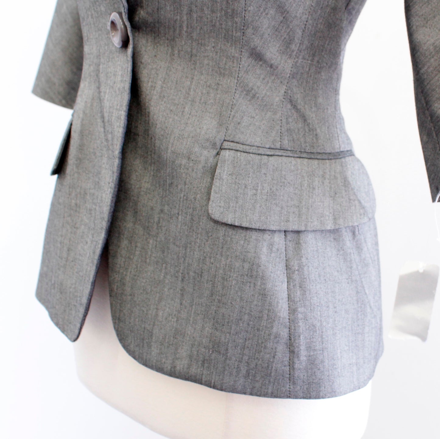 NWT Byron Lars Beauty Mark Gray Single Button 3/4 Sleeve Blazer Jacket Size 0