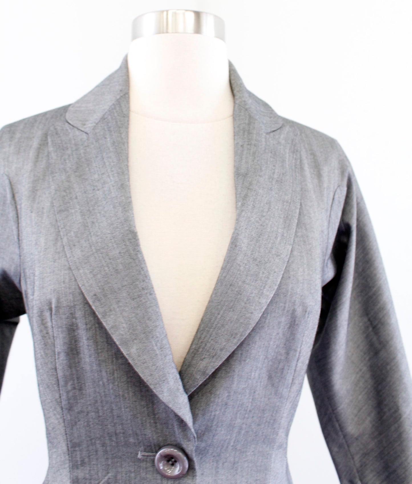 NWT Byron Lars Beauty Mark Gray Single Button 3/4 Sleeve Blazer Jacket Size 0