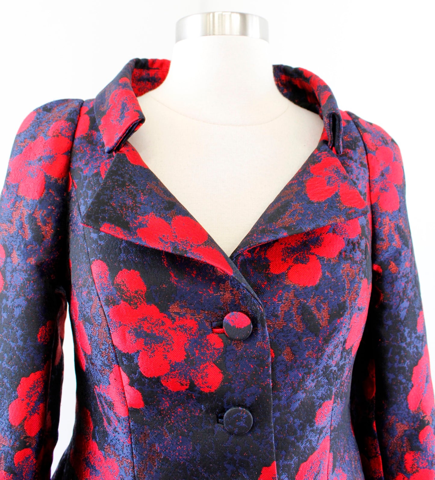 Doncaster Black Blue Red Floral Print Blazer & Skirt Suit Set Size 2 Career