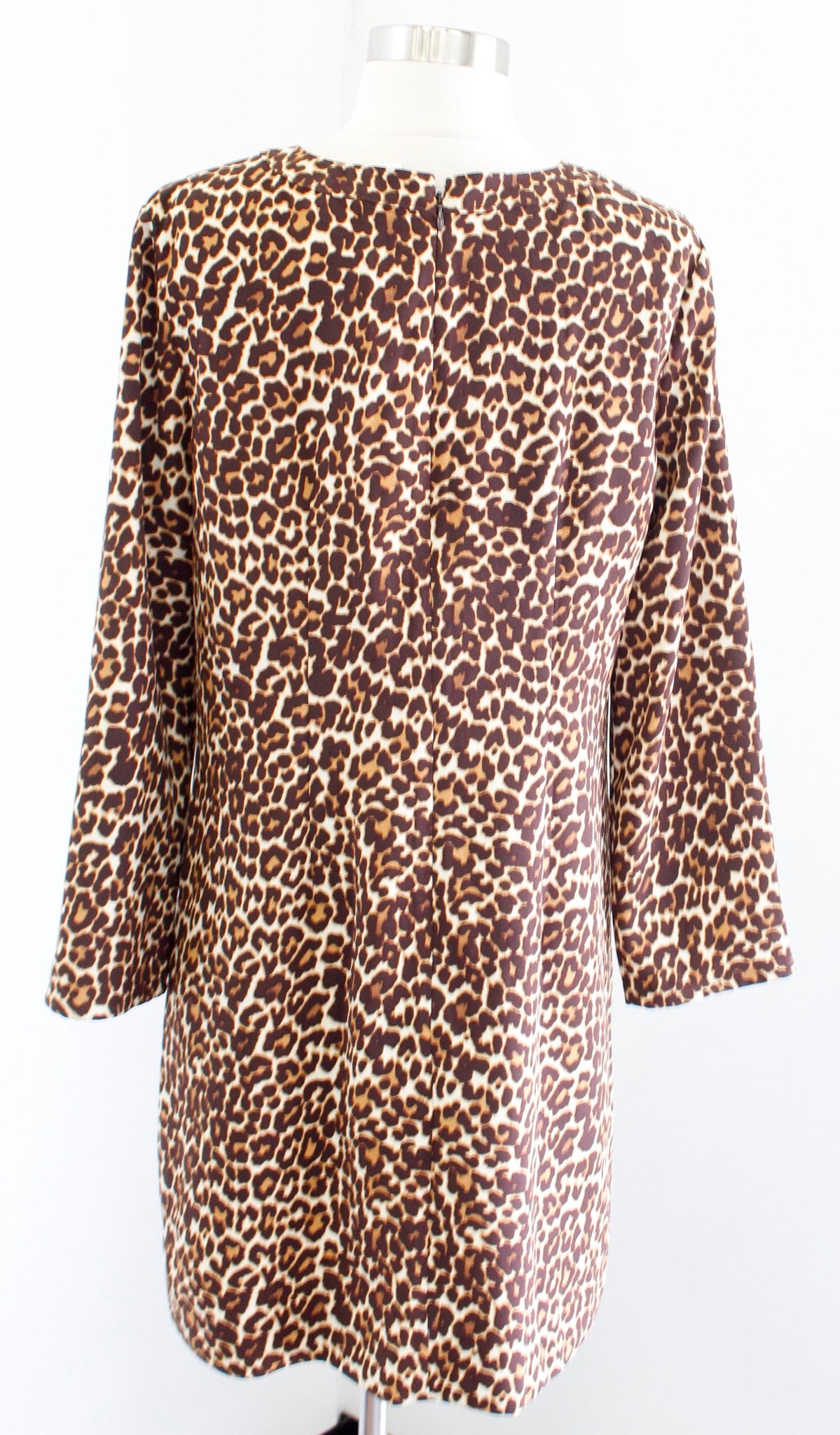 NWT J Crew Factory Crepe Leopard Print Shift Dress Size 6 Brown Beige Cheetah