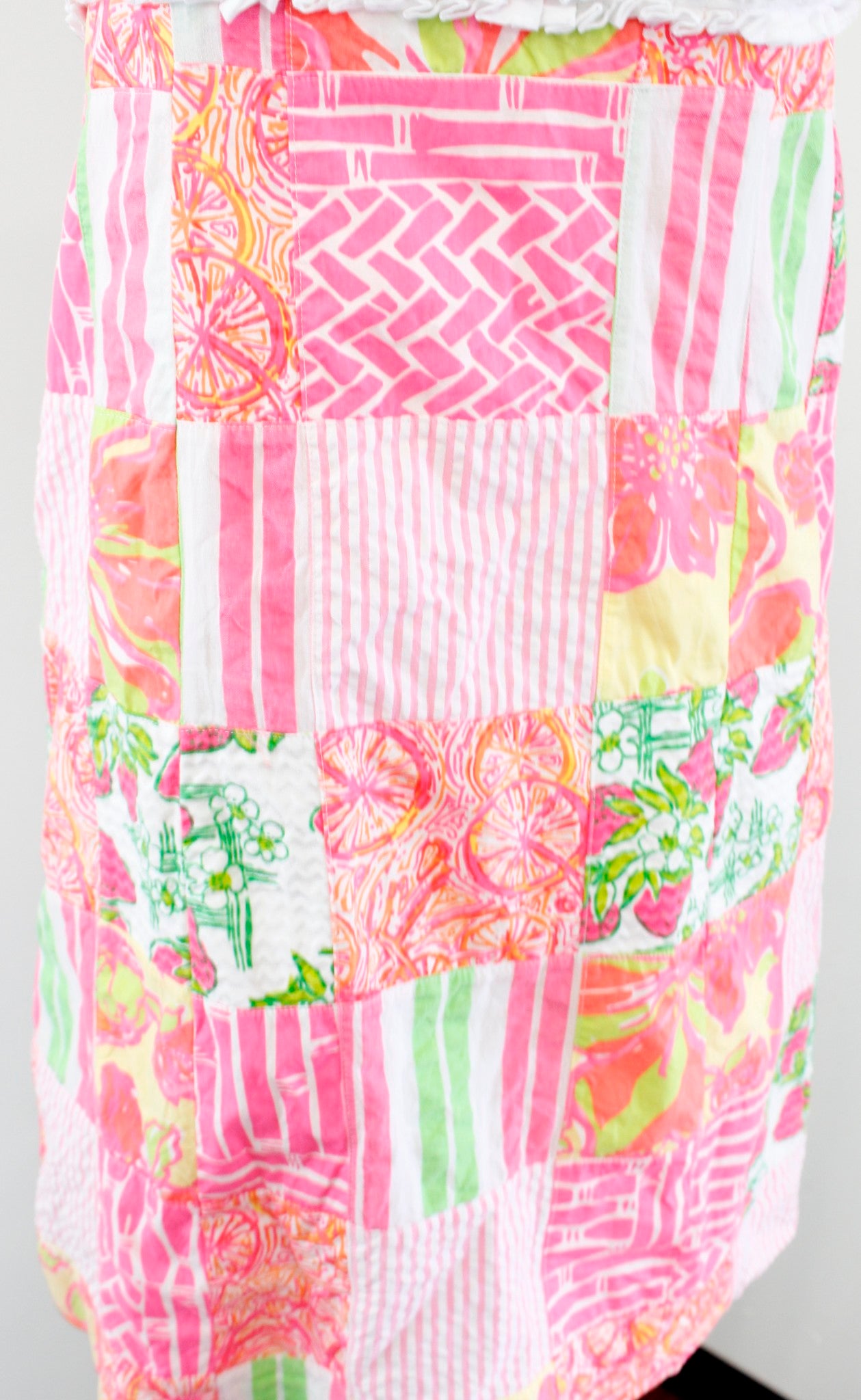 Lilly Pulitzer Strapless Bowen Buy Local Patch Patchwork Dress Size 2 Pink