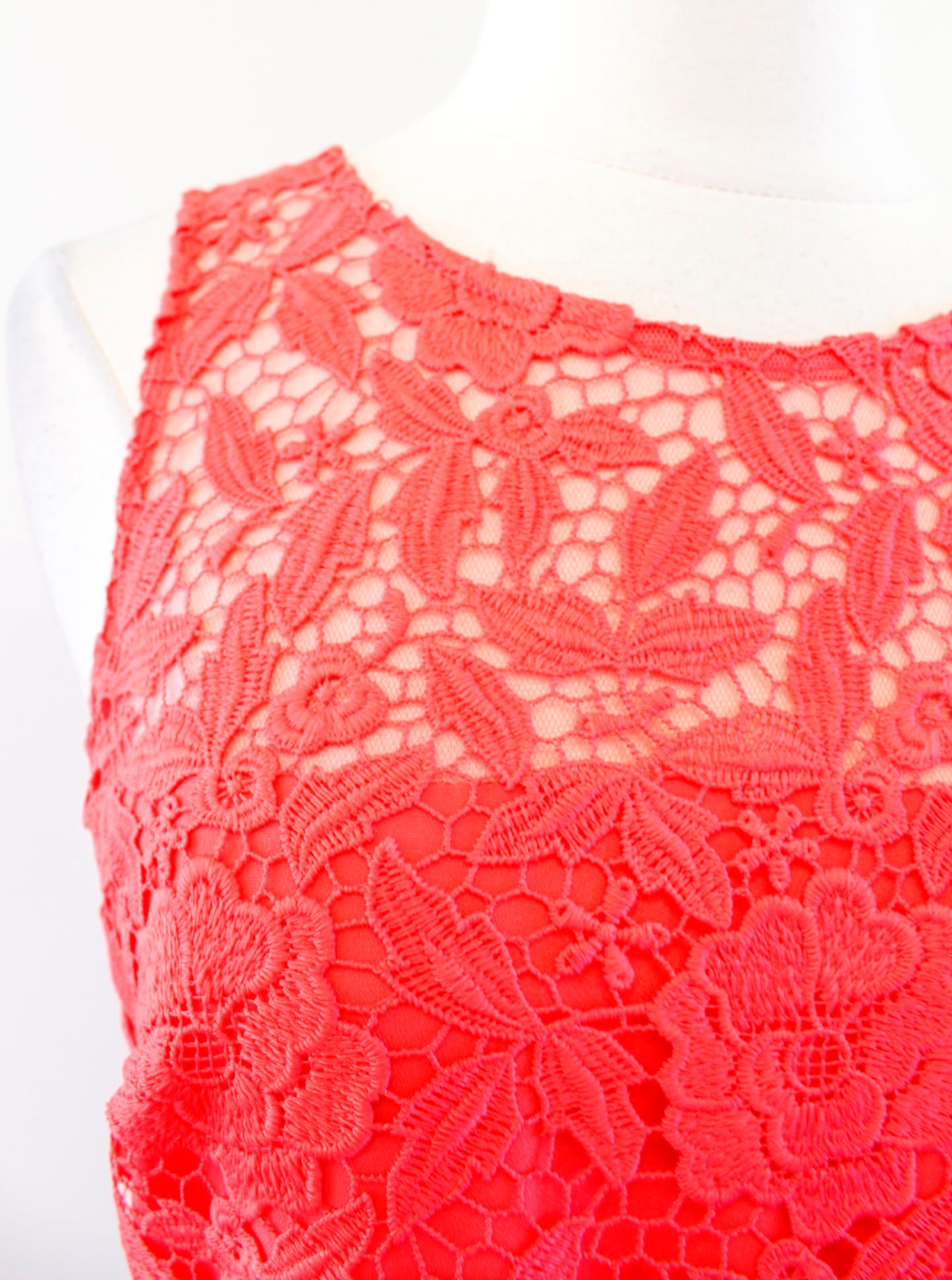 J Crew Collection Poppy Coral Floral Lace Sheath Dress Sz 4 Sleeveless Cocktail