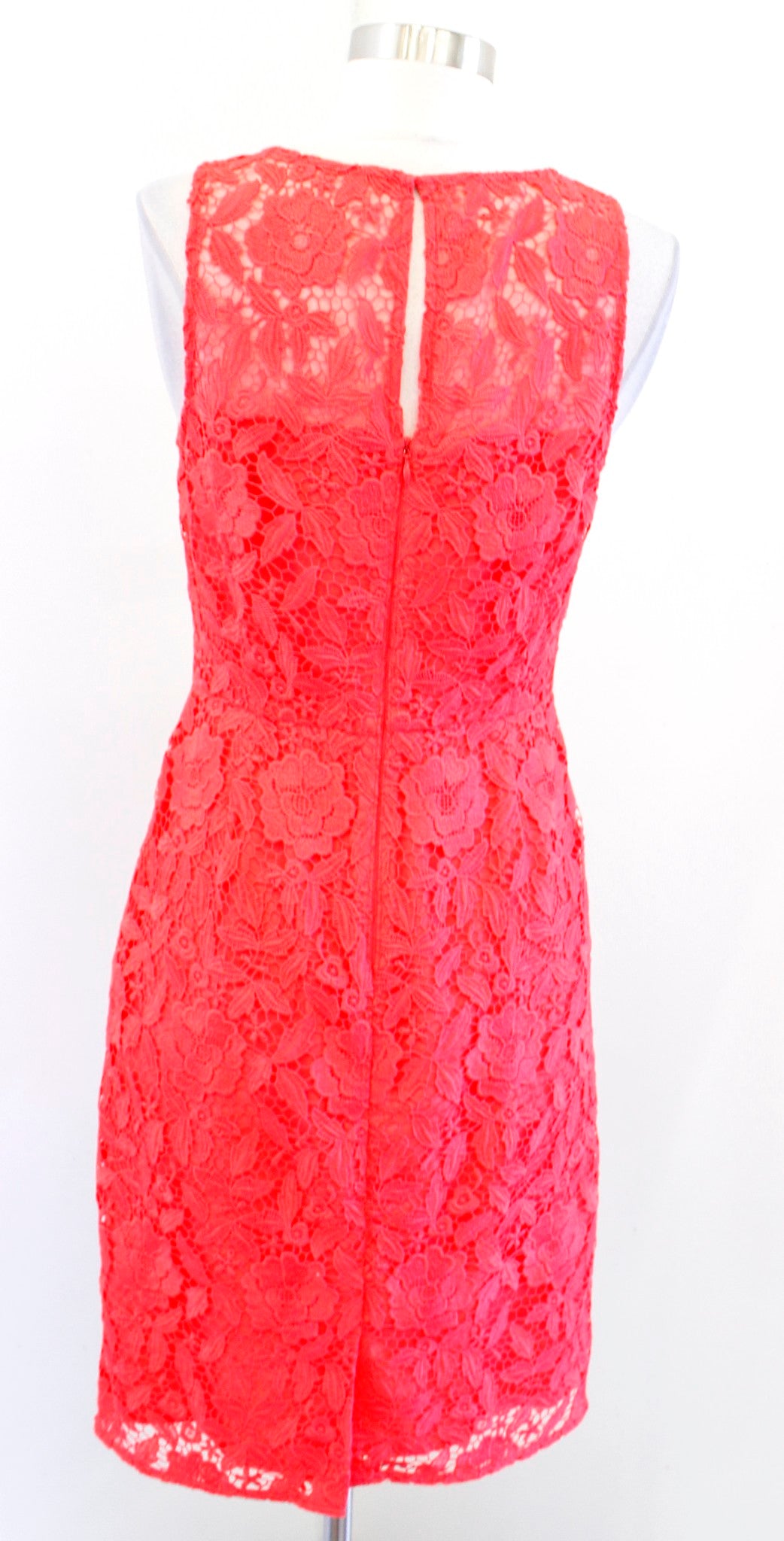 J Crew Collection Poppy Coral Floral Lace Sheath Dress Sz 4 Sleeveless Cocktail