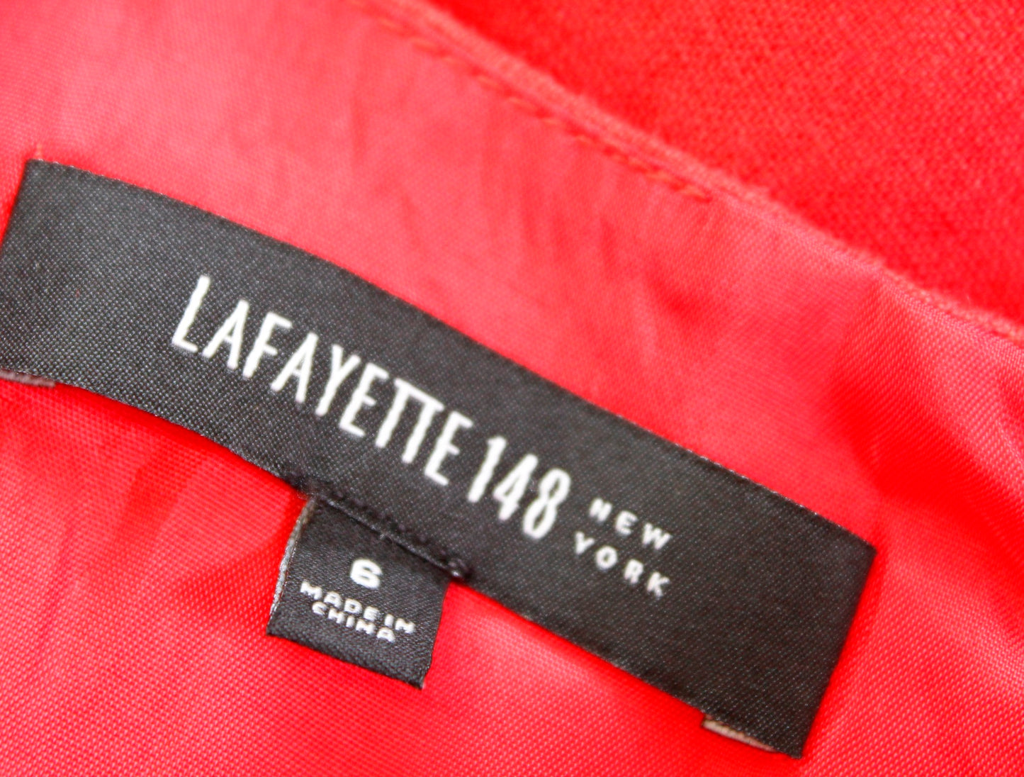 Lafayette 148 New York Red Linen Peplum Sheath Dress Size 6 Square Neck Career