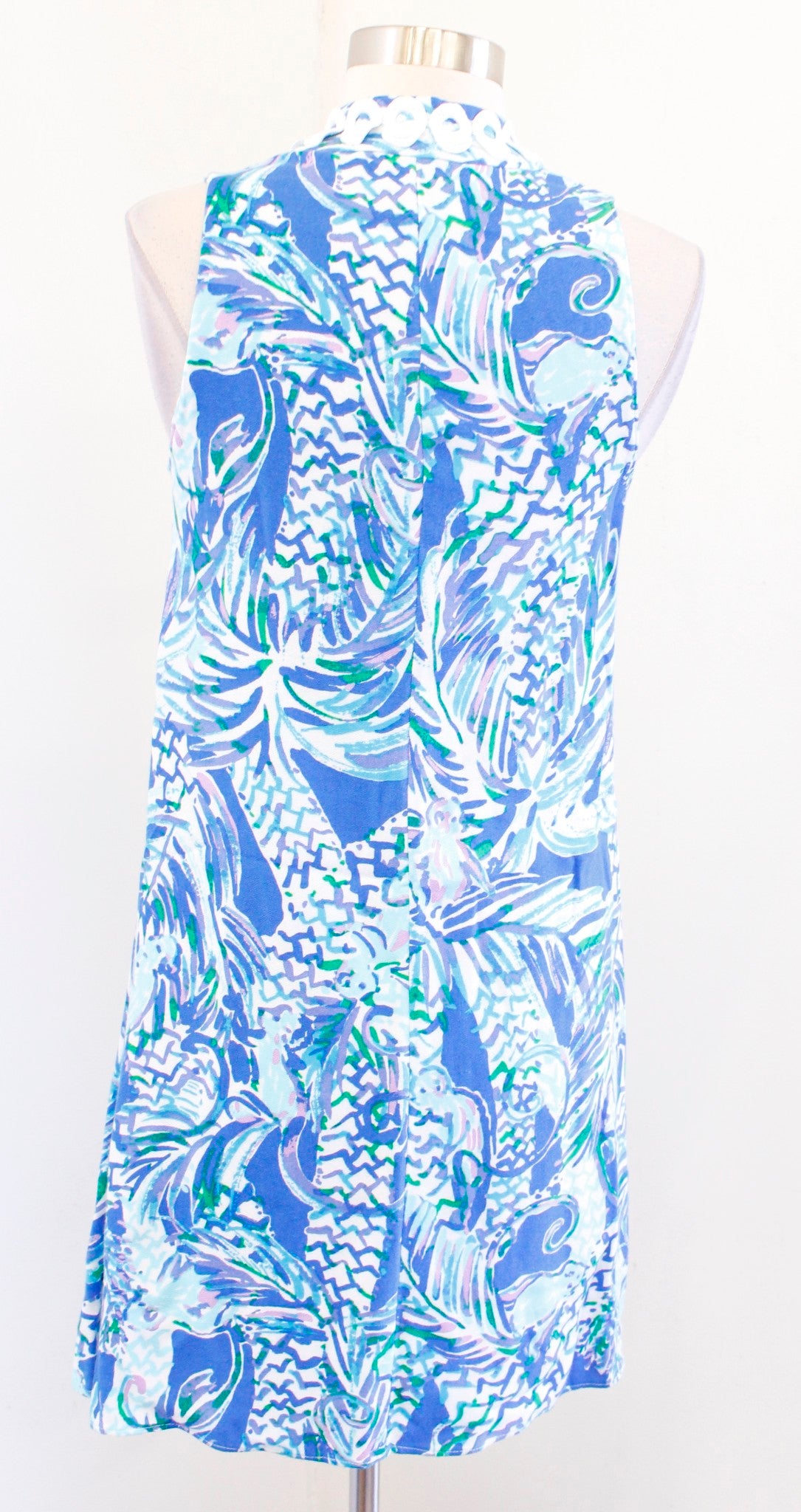 Lilly Pulitzer Jane Canopy Chaos Resort Zip Neckline Shift Dress Size 0 Blue