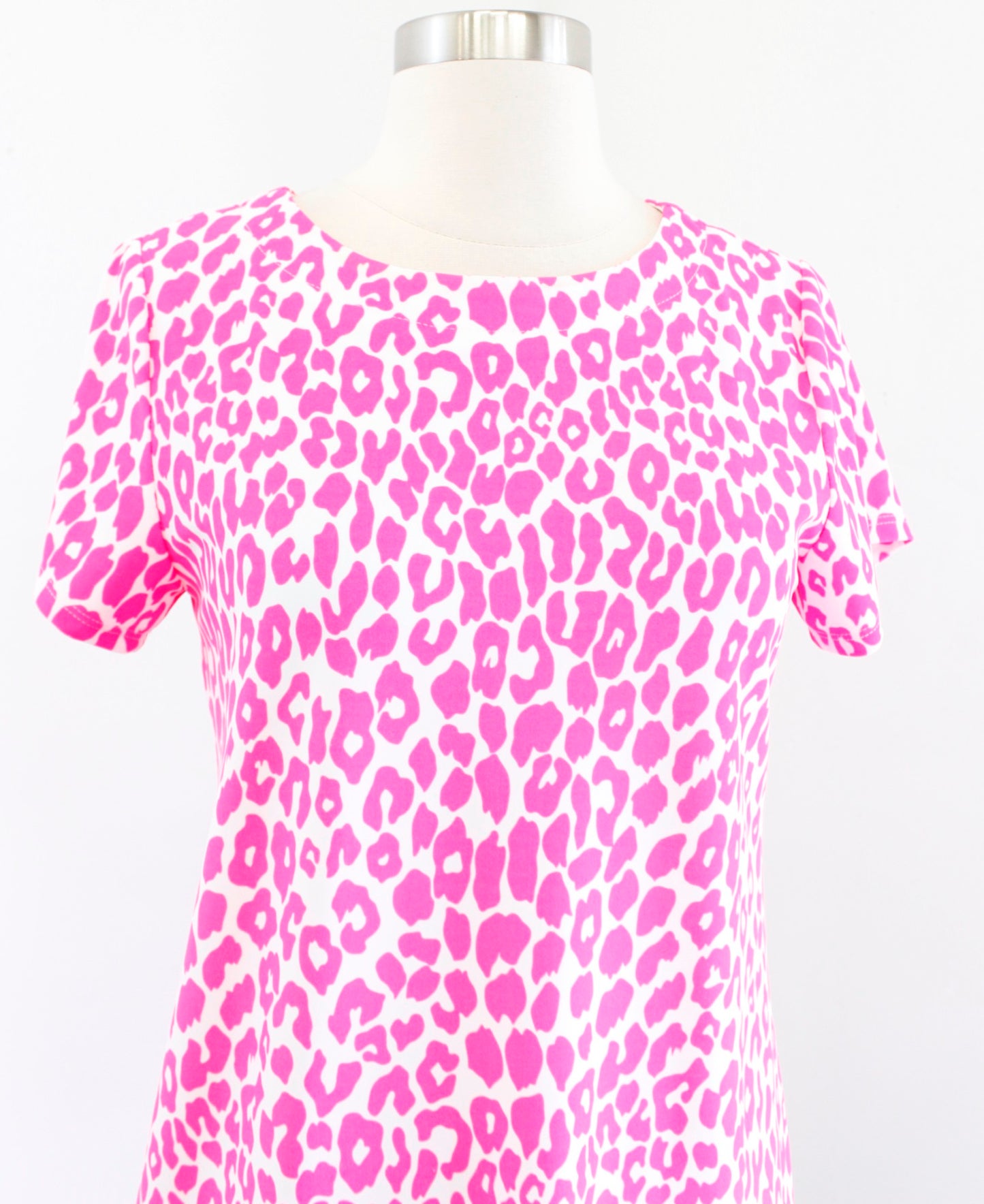 Jude Connally Jude Cloth Pink White Leopard Print Short Sleeve Dress Size XS