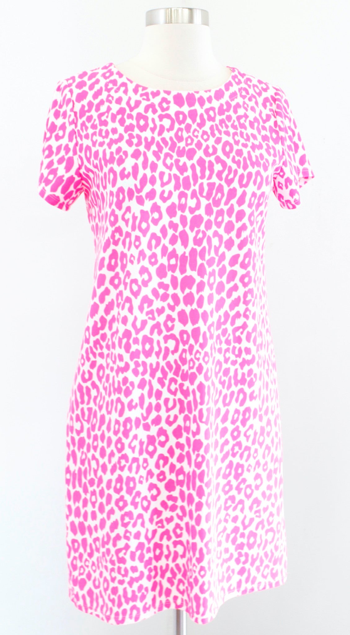 Jude Connally Jude Cloth Pink White Leopard Print Short Sleeve Dress Size XS