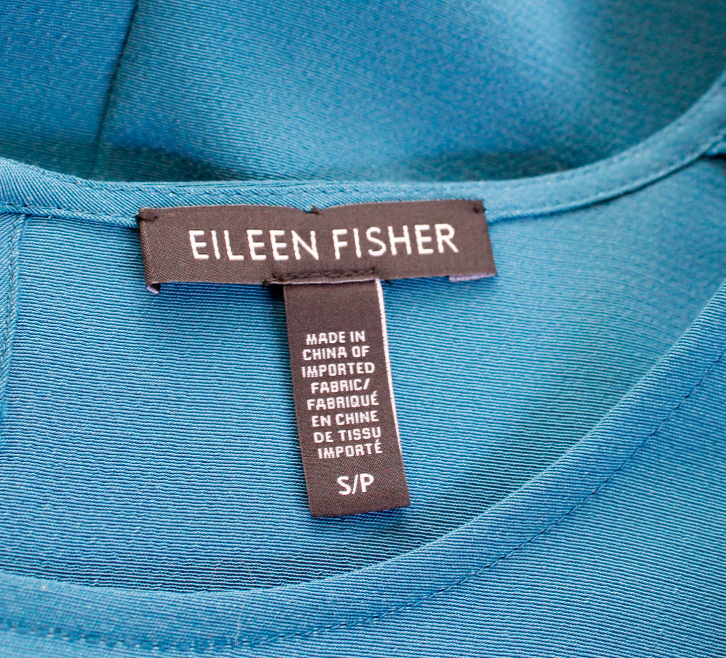 Eileen Fisher Teal Blue Short Sleeve Tencel Viscose Shift Dress Size S Solid