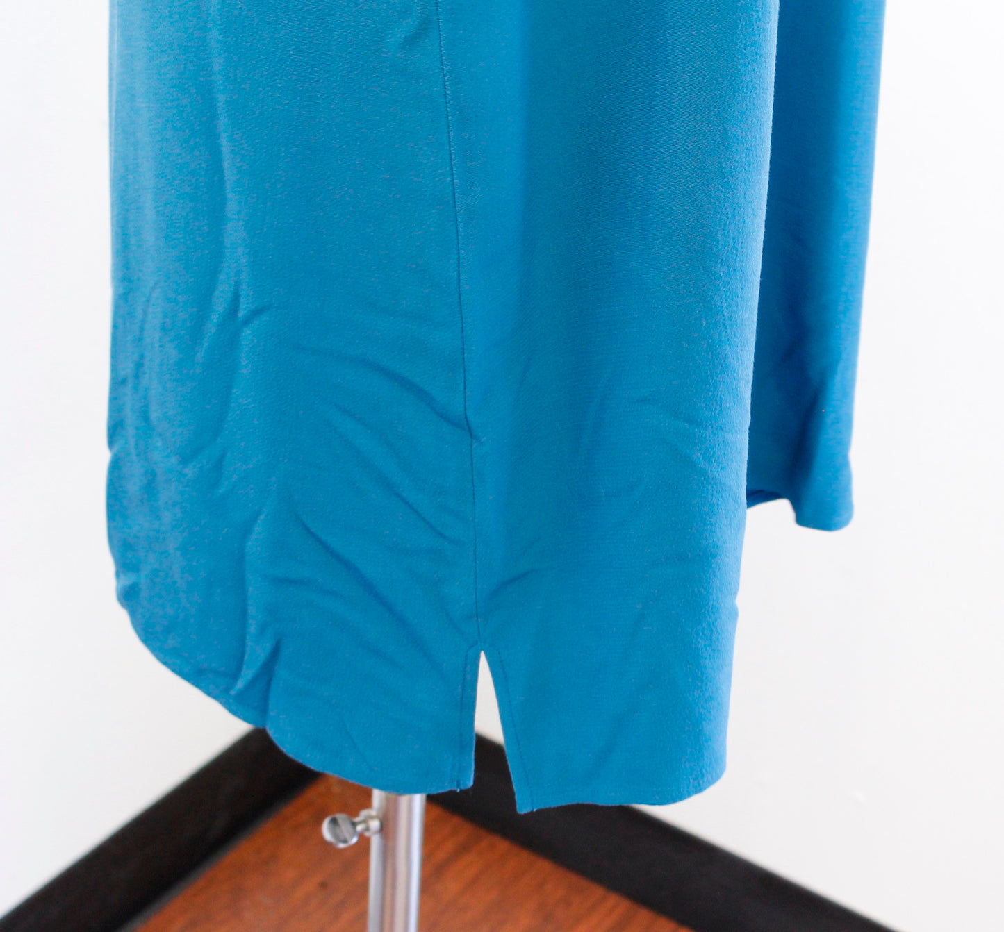 Eileen Fisher Teal Blue Short Sleeve Tencel Viscose Shift Dress Size S Solid