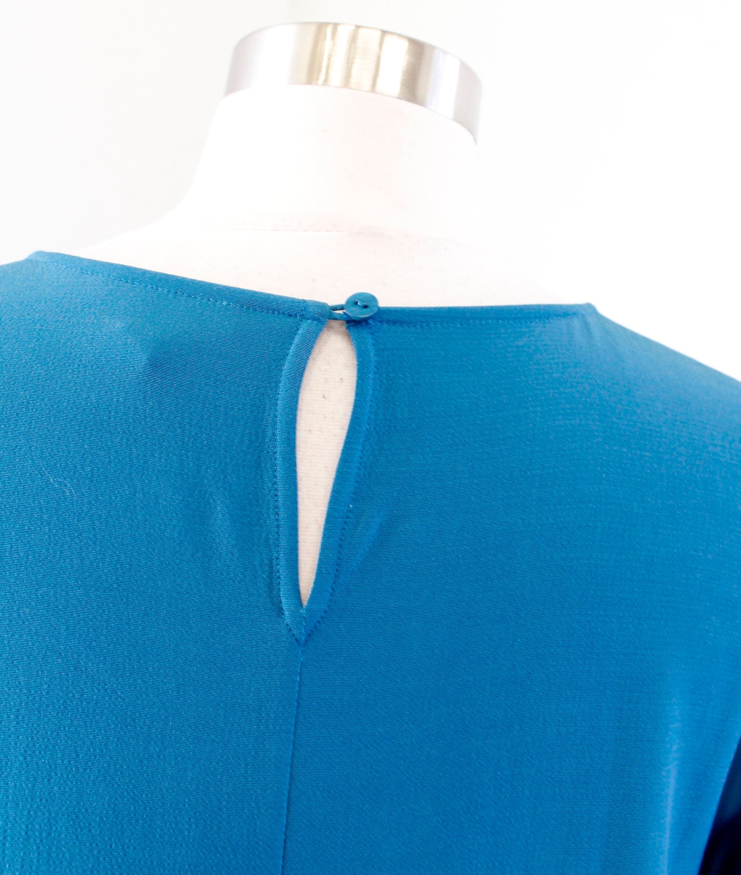 Eileen Fisher Teal Blue Short Sleeve Tencel Viscose Shift Dress Size S Solid