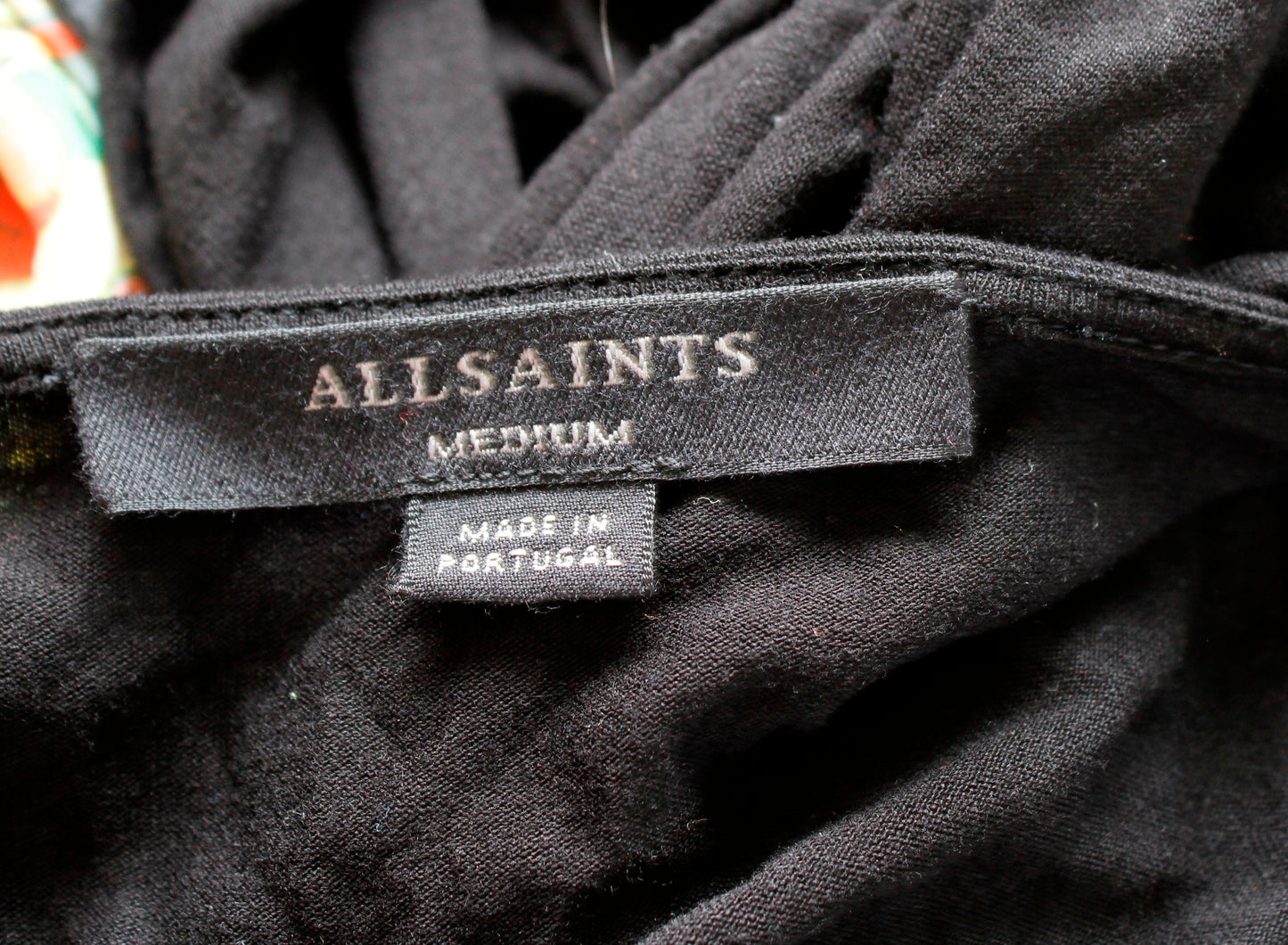 AllSaints Jayda Black Knit Tie Front V Neck Mini Dress Sleeveless Size M