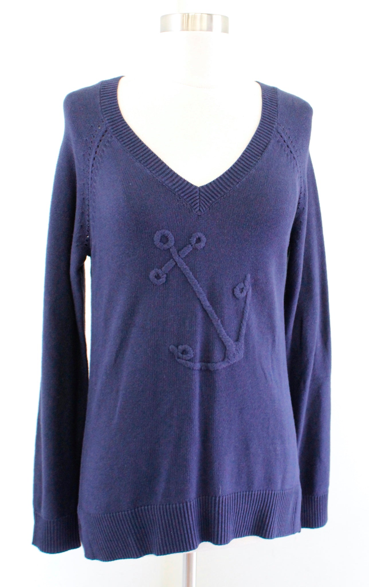 NWT Lilly Pulitzer Azalea Anchors Up Embroidered V Neck Sweater Size M True Navy