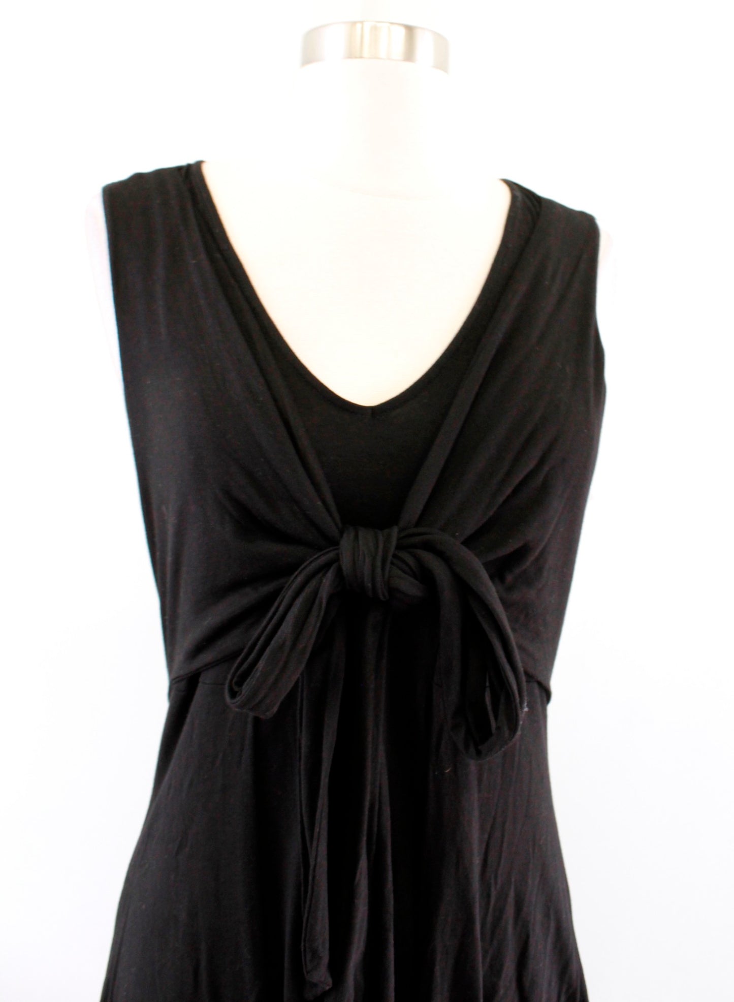 AllSaints Jayda Black Knit Tie Front V Neck Mini Dress Sleeveless Size M